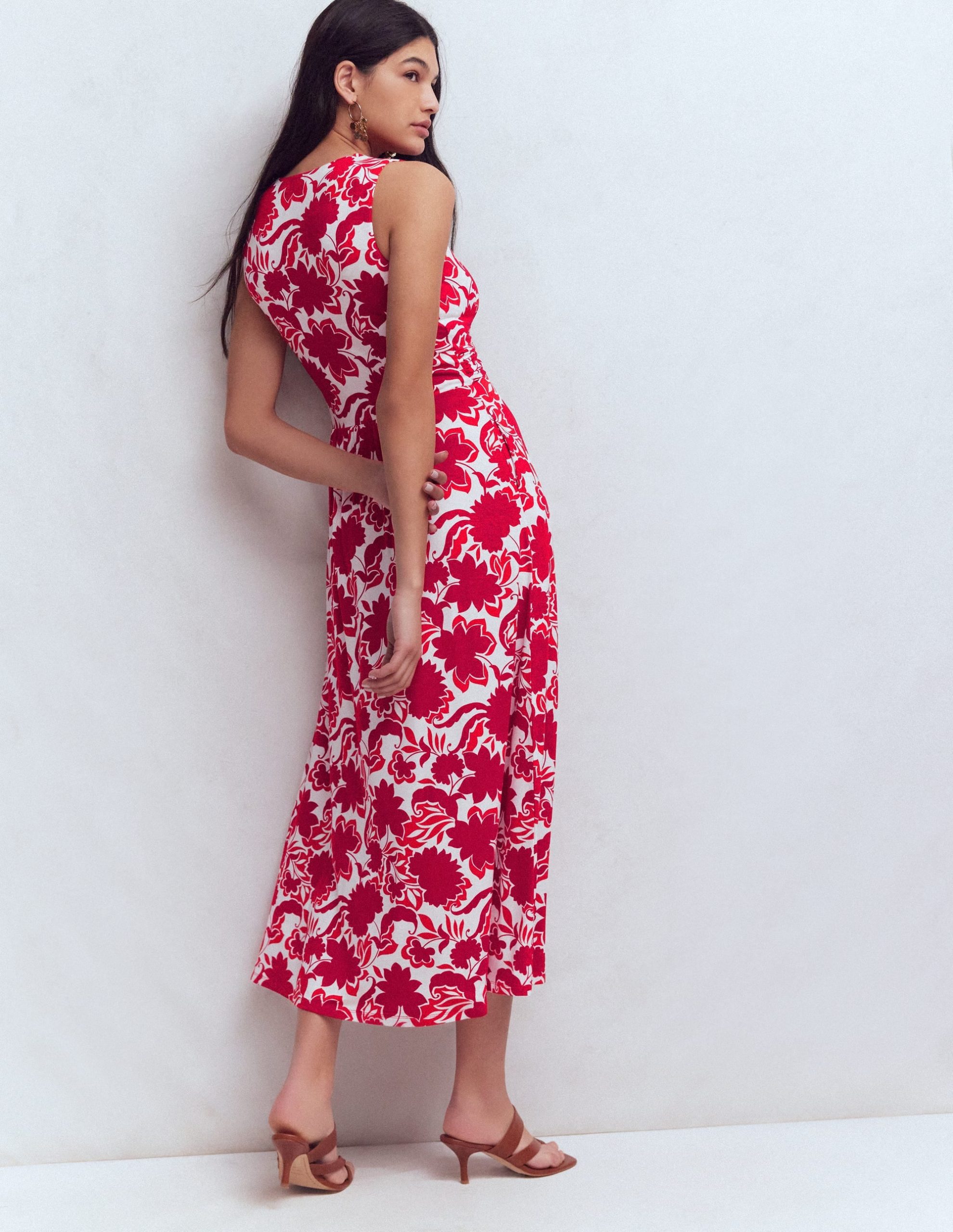 Zara Cross Waist Jersey Dress-Merida Red. Shadow Blossom - Image 8