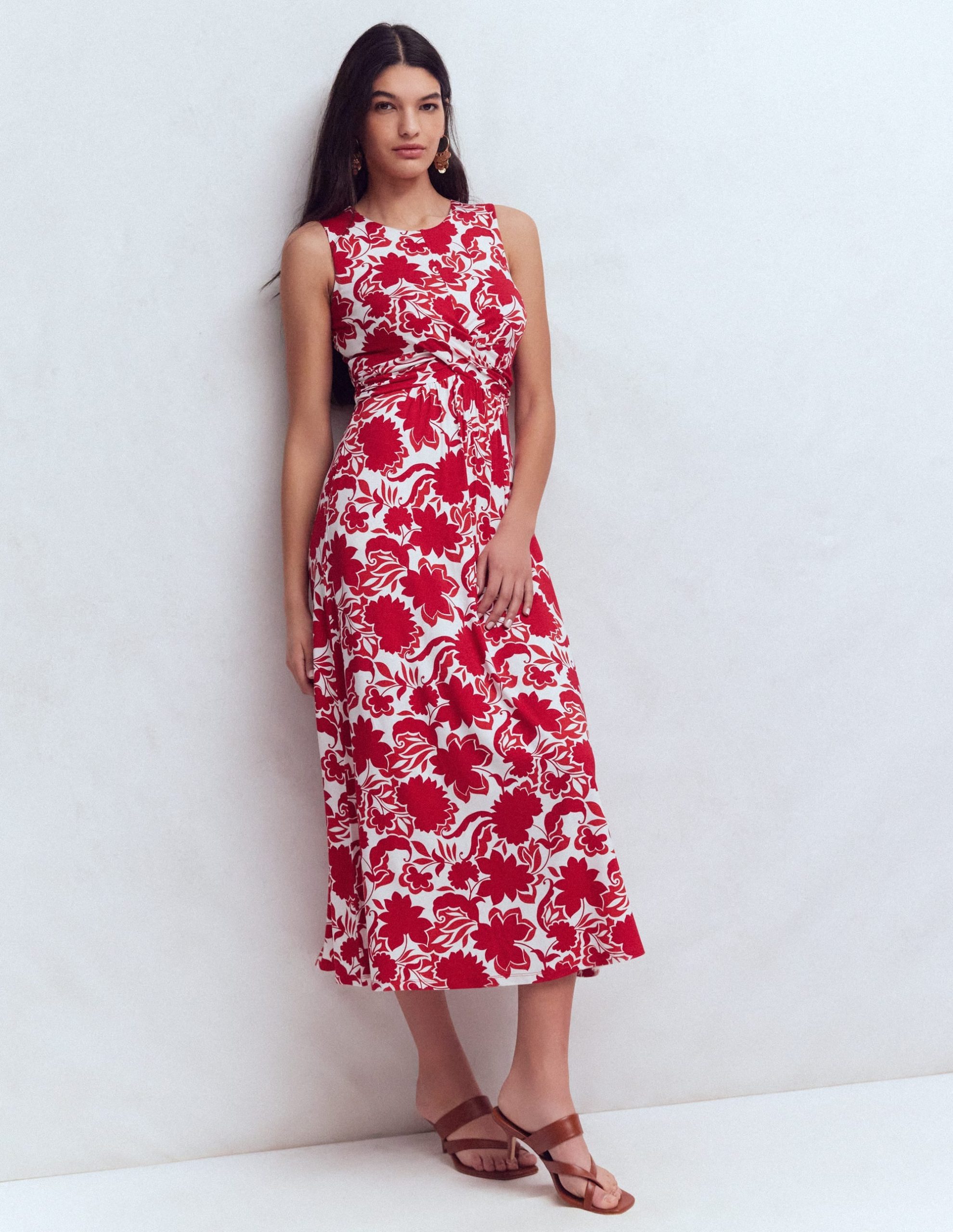 Zara Cross Waist Jersey Dress-Merida Red. Shadow Blossom - Image 9