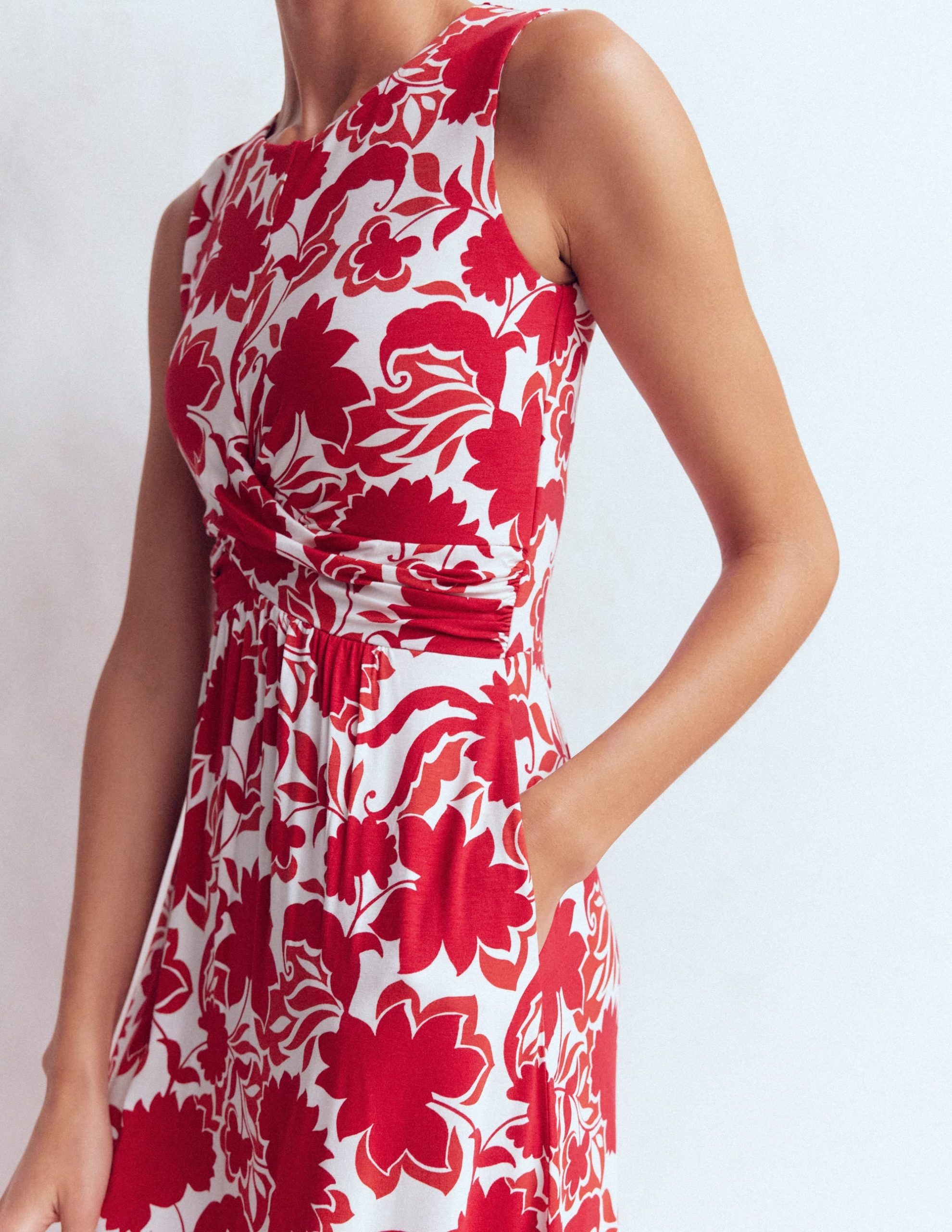 Zara Cross Waist Jersey Dress-Merida Red. Shadow Blossom - Image 10