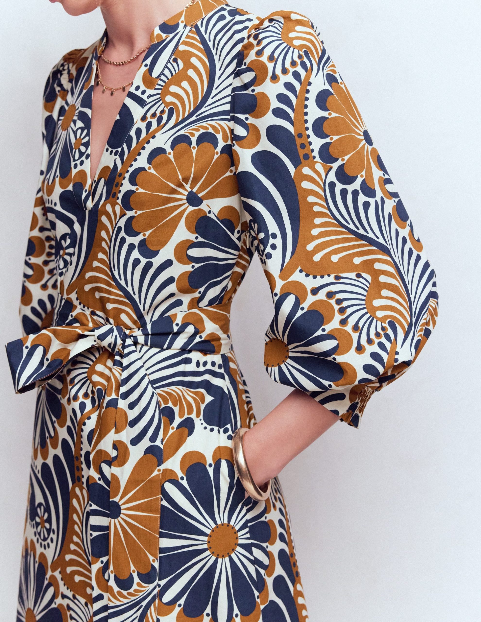 Octavia Cotton Dress-Navy Euphoric Gardens - Image 2