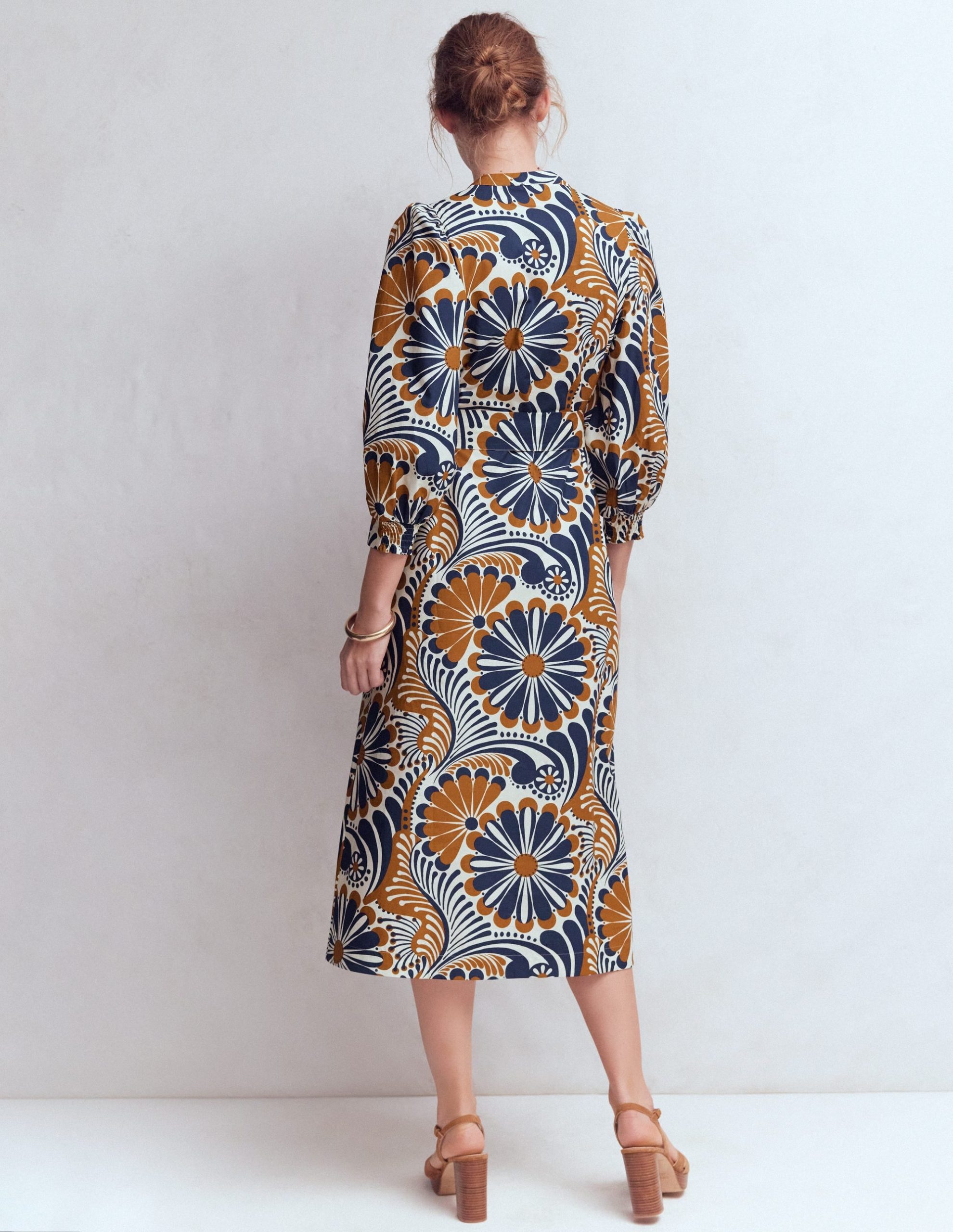 Octavia Cotton Dress-Navy Euphoric Gardens - Image 3