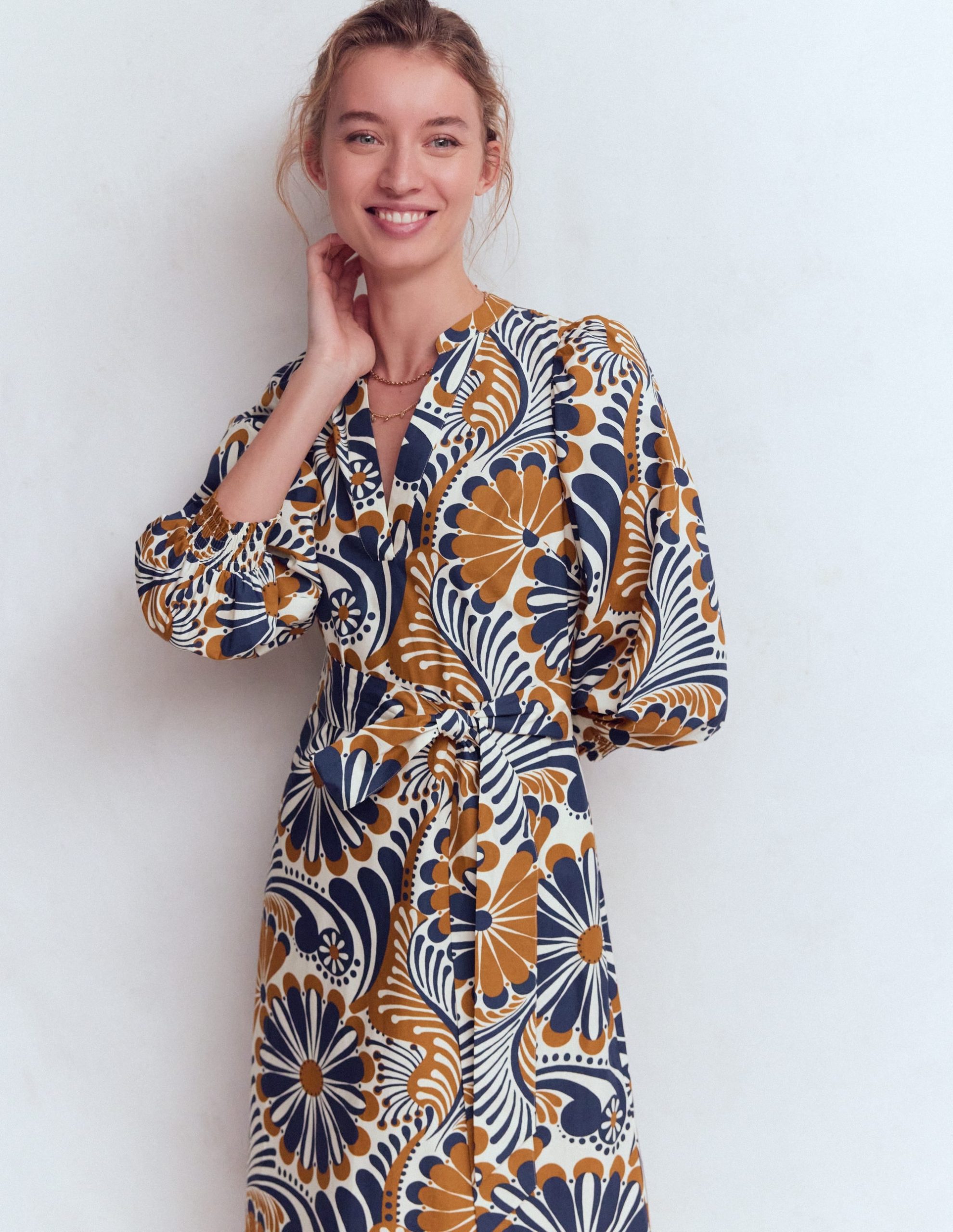 Octavia Cotton Dress-Navy Euphoric Gardens - Image 4