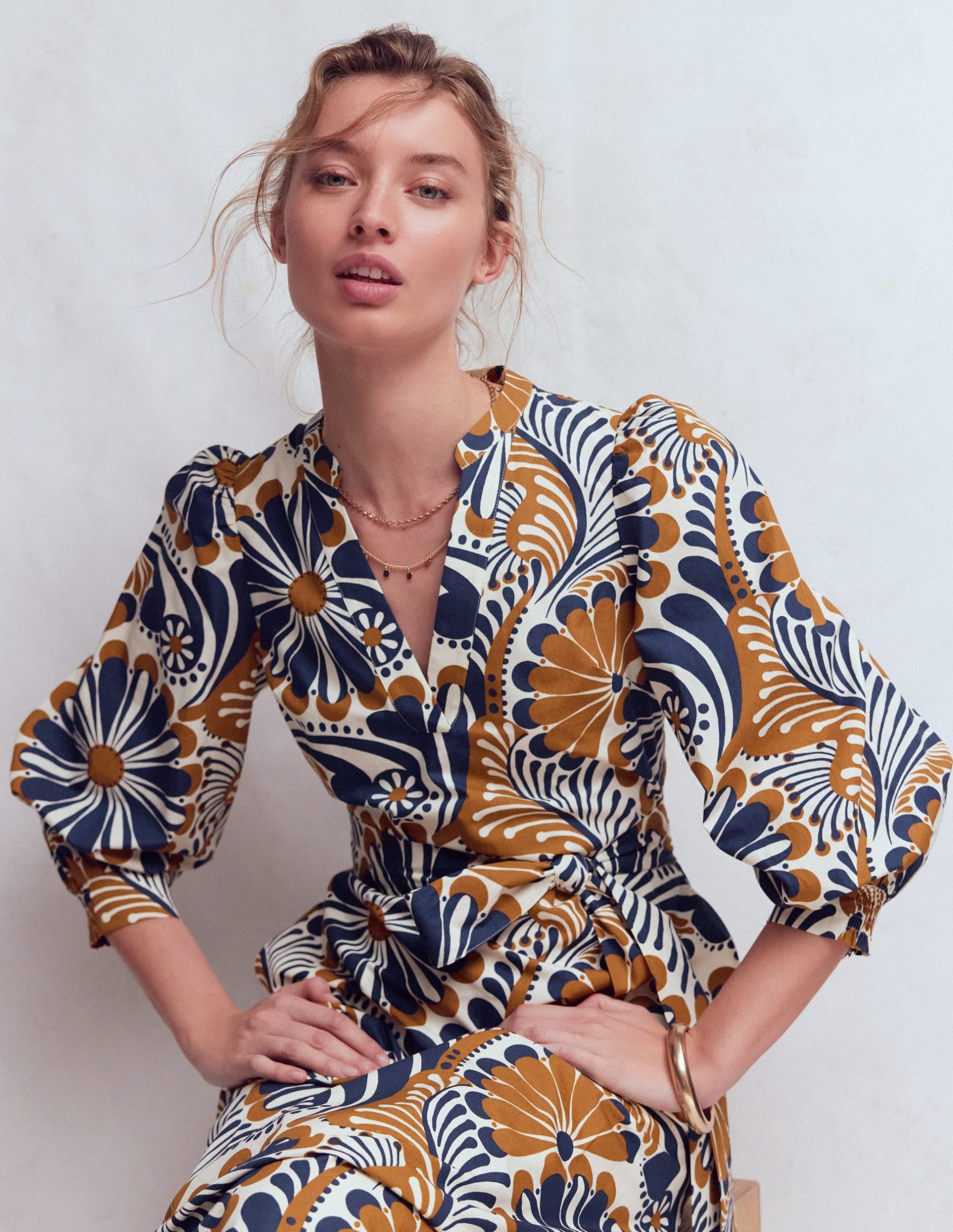 Octavia Cotton Dress-Navy Euphoric Gardens - Image 5
