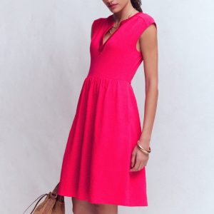 May Embroidered Short Dress-Opulent Pink