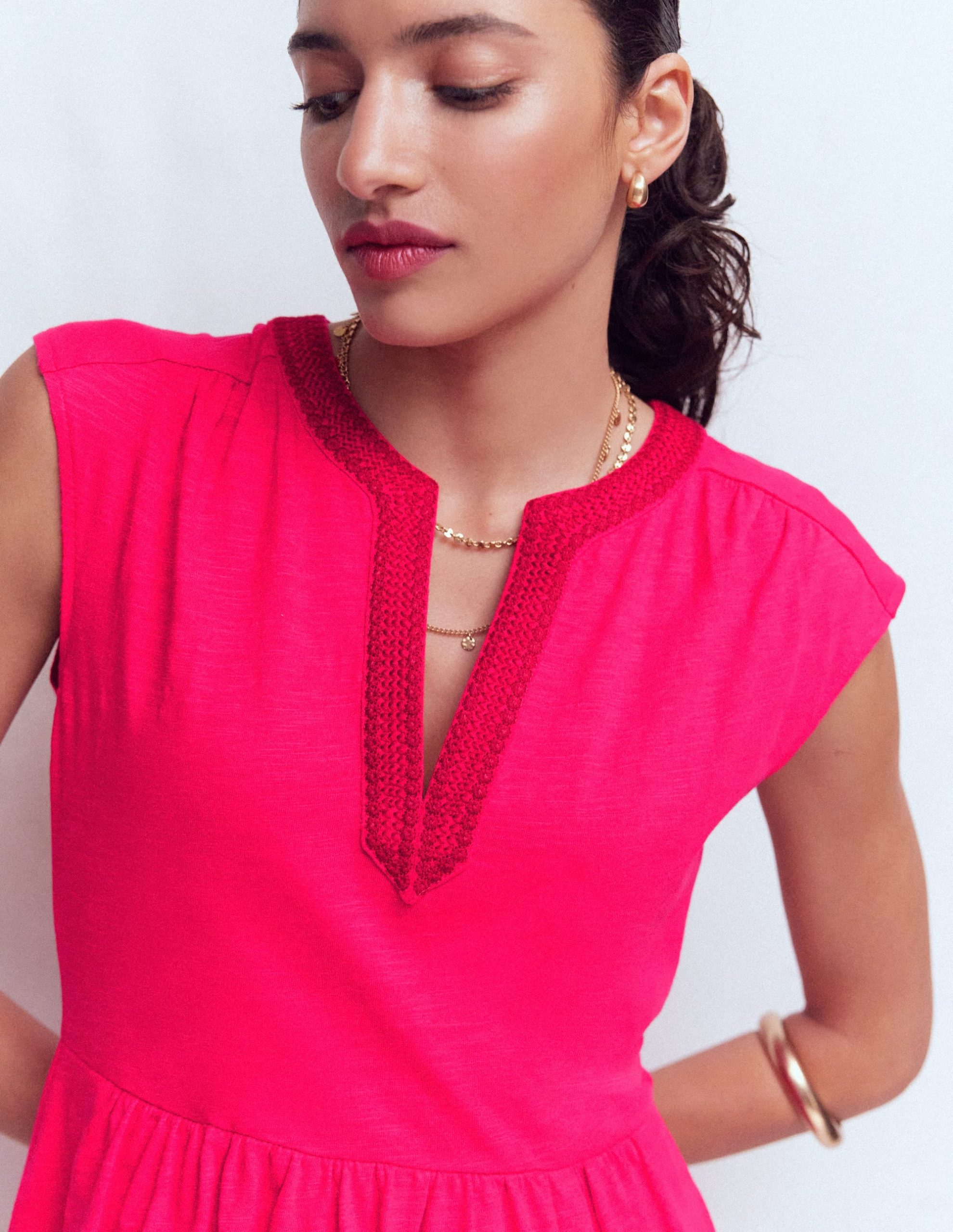 May Embroidered Short Dress-Opulent Pink - Image 2