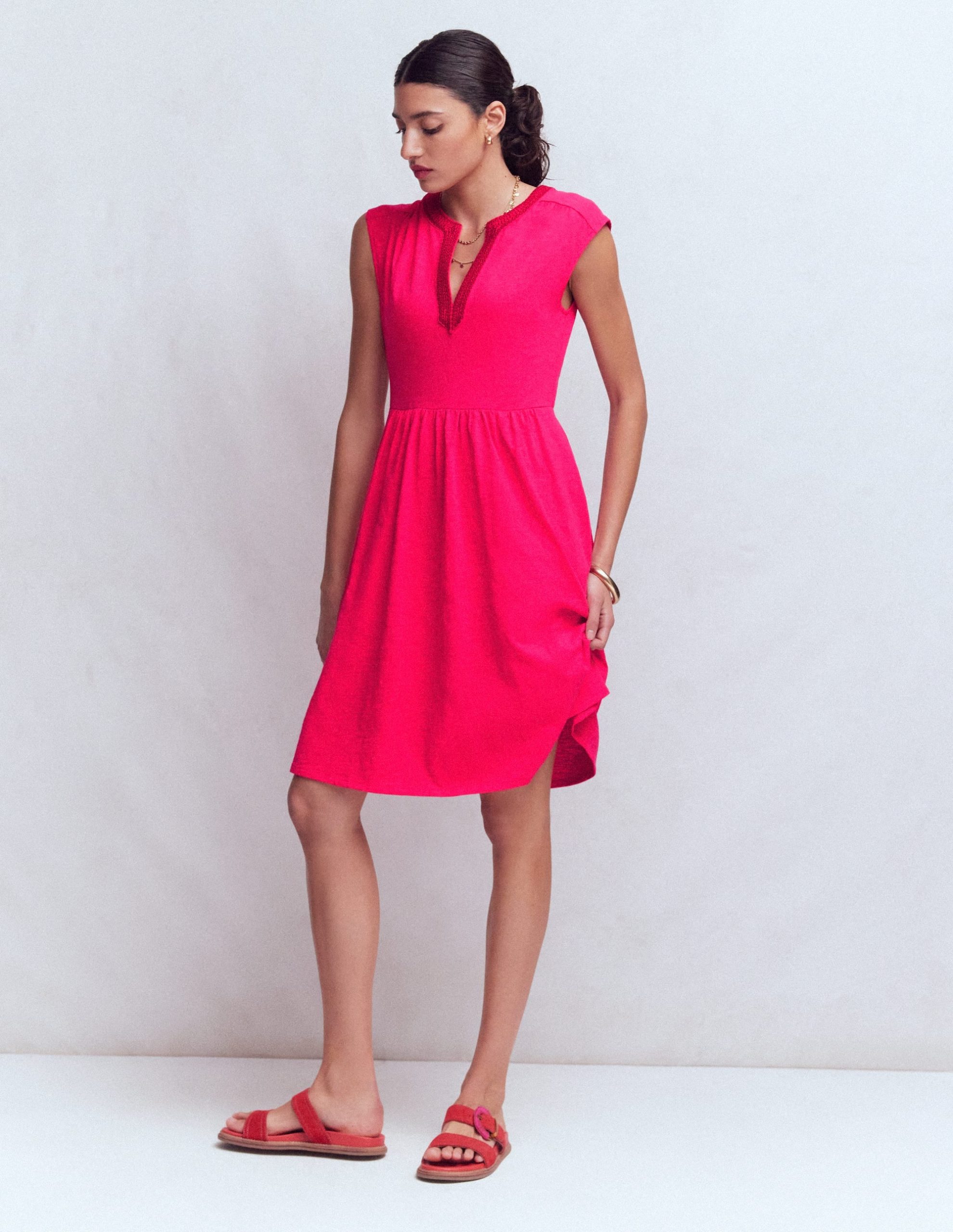 May Embroidered Short Dress-Opulent Pink - Image 4