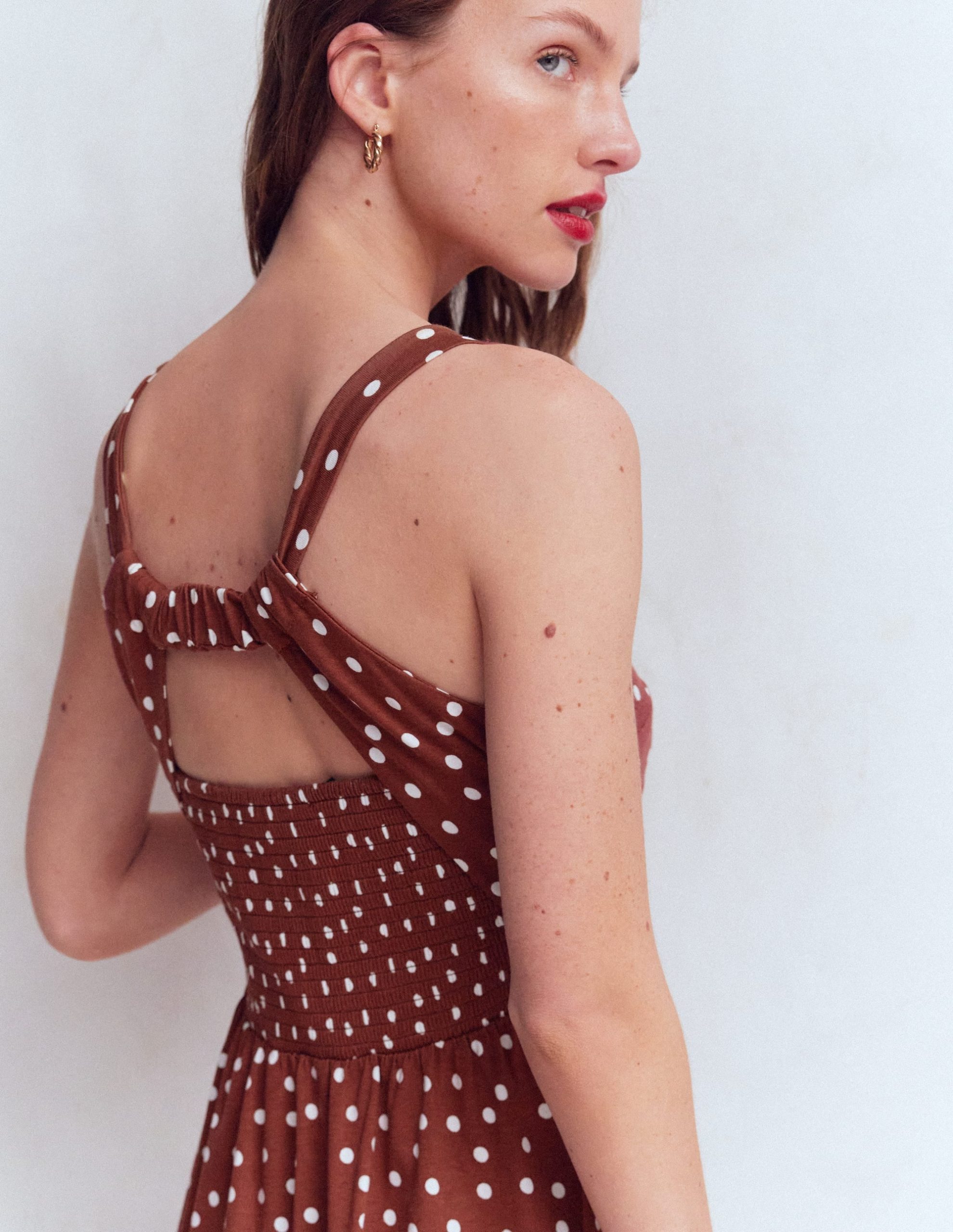 Saoirse Smock Back Dress-Roasted Brown. Painted Dot - Image 2