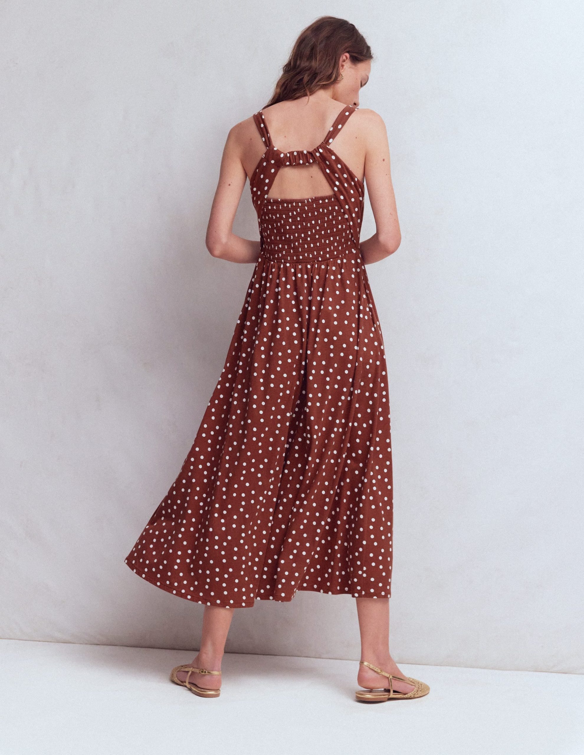 Saoirse Smock Back Dress-Roasted Brown. Painted Dot - Image 3