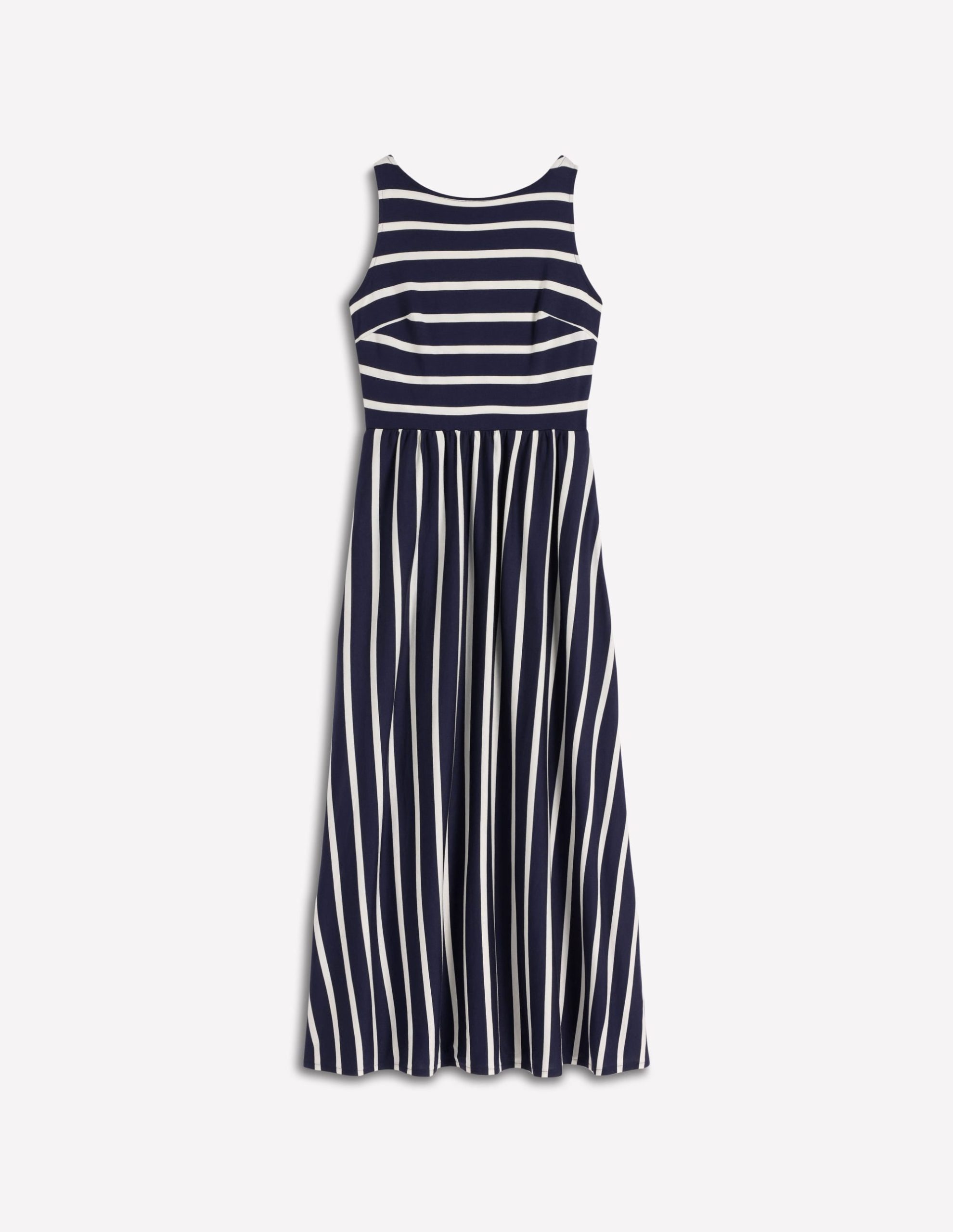 Saoirse Smock Back Dress-Navy. Ivory Stripe - Image 6