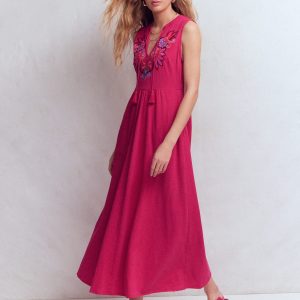 Notch Neck Jersey Maxi Dress-Granita