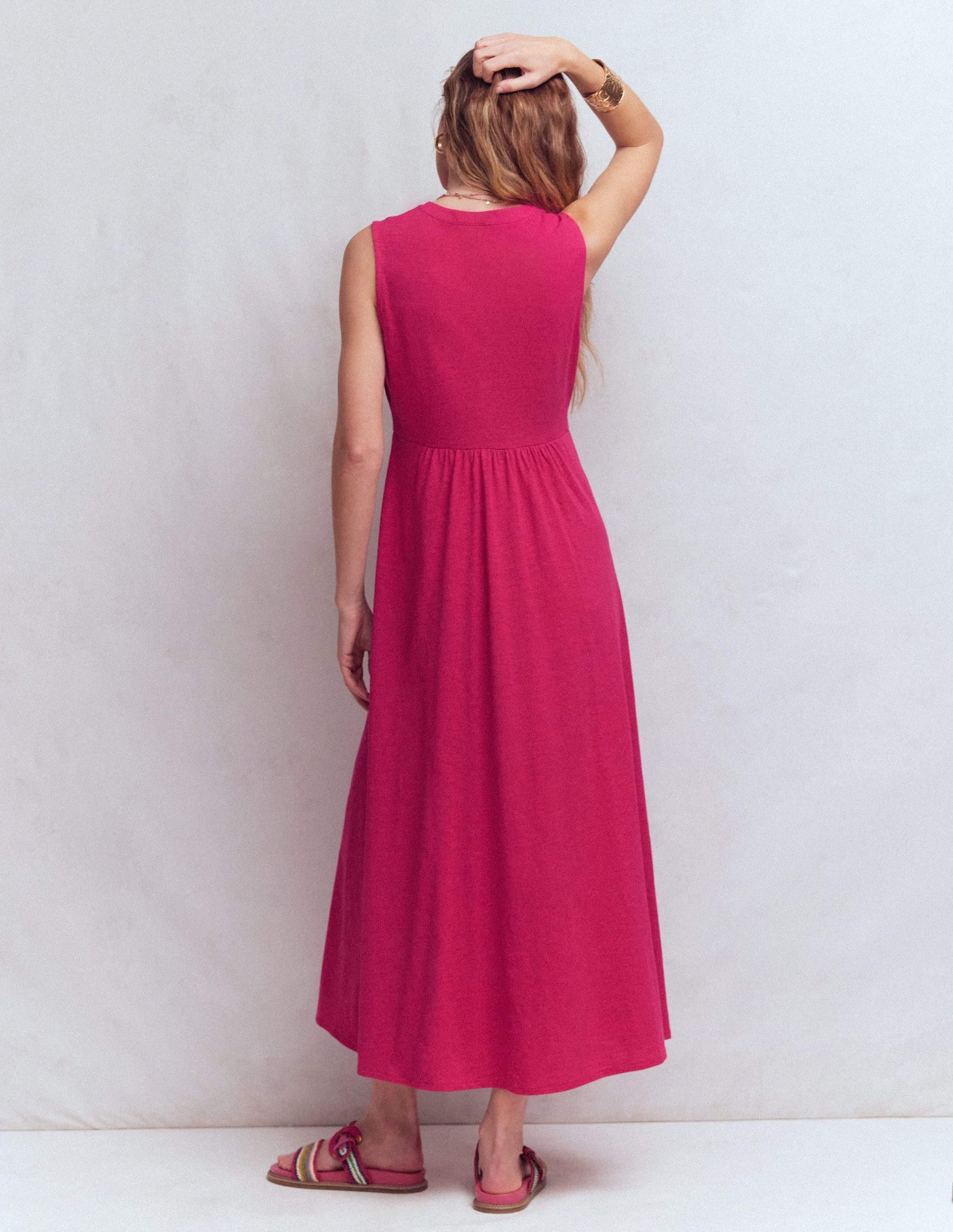 Notch Neck Jersey Maxi Dress-Granita - Image 3