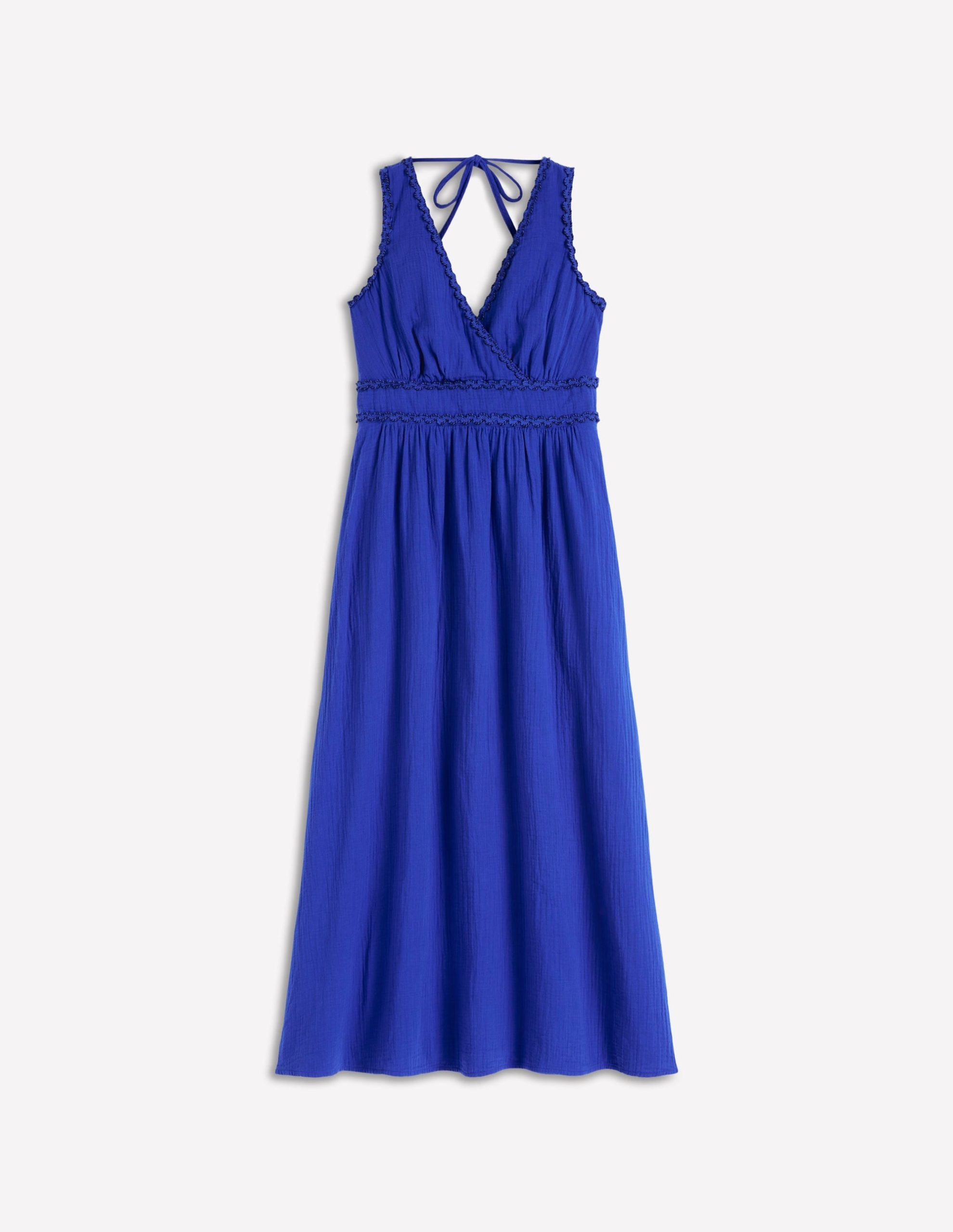 Lorna Trim Double Cloth Dress-Bright Blue - Image 7