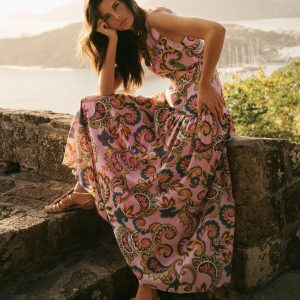 Drop Waist Sleeveless Dress-Multi. Paisley Frenzy