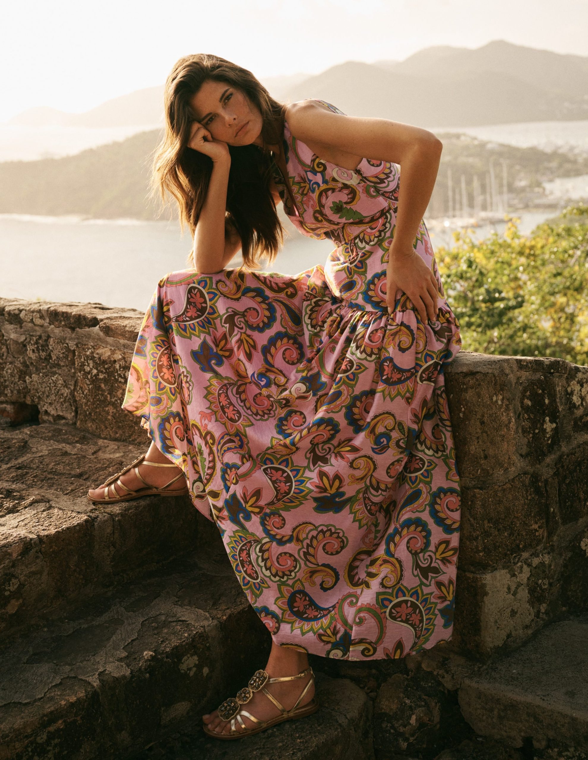 Drop Waist Sleeveless Dress-Multi. Paisley Frenzy