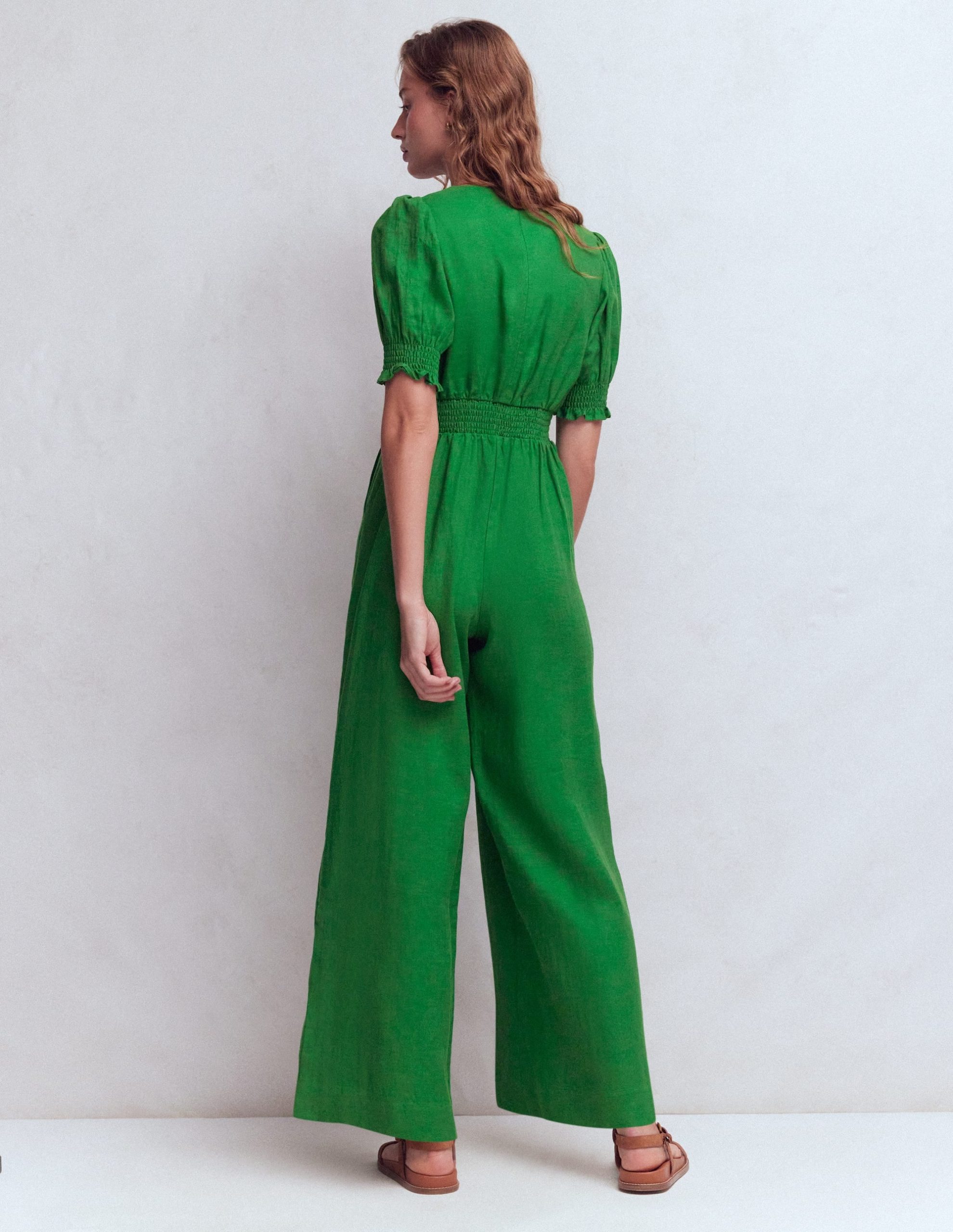 Anna Linen Jumpsuit-Amazon Green - Image 3