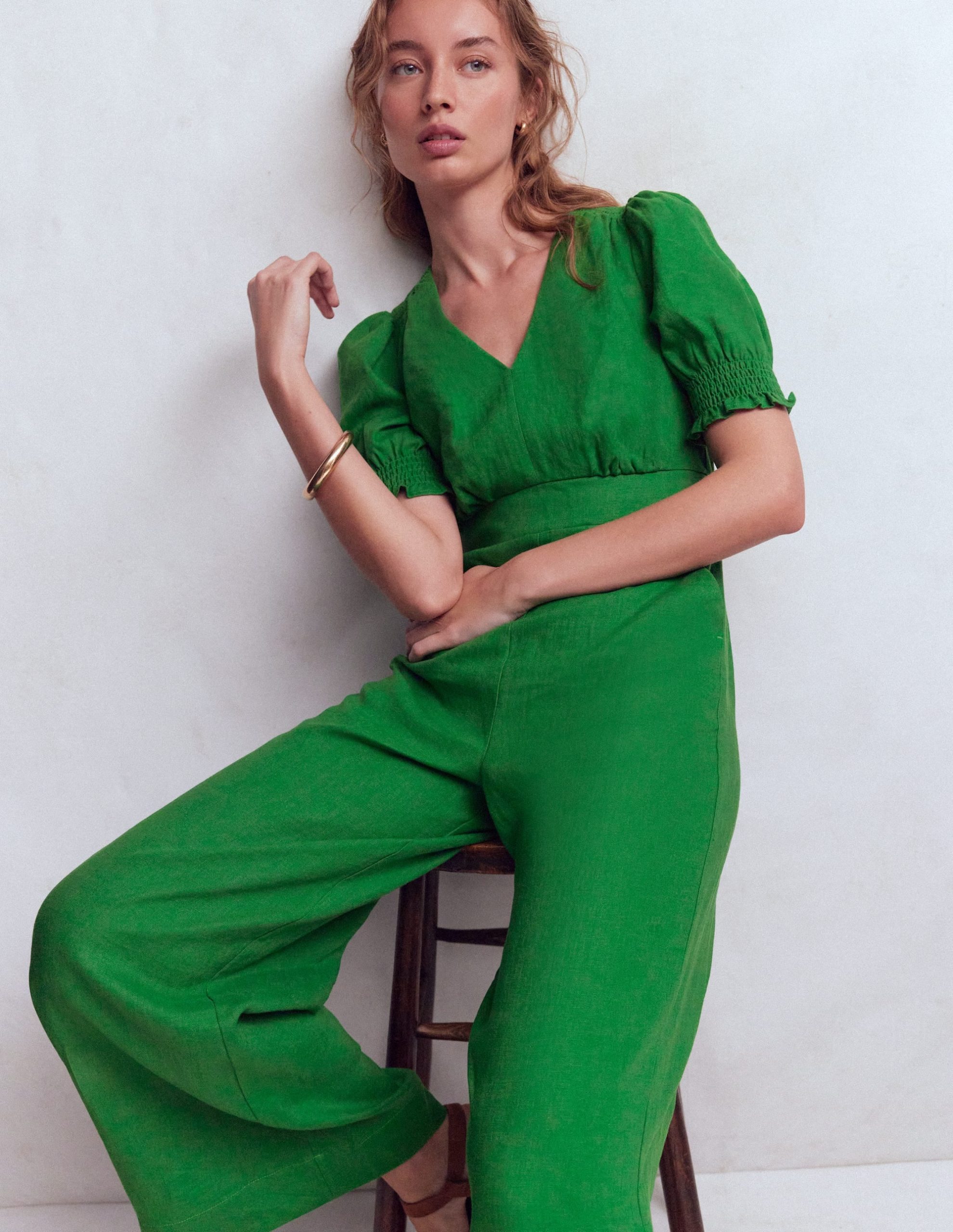 Anna Linen Jumpsuit-Amazon Green - Image 4