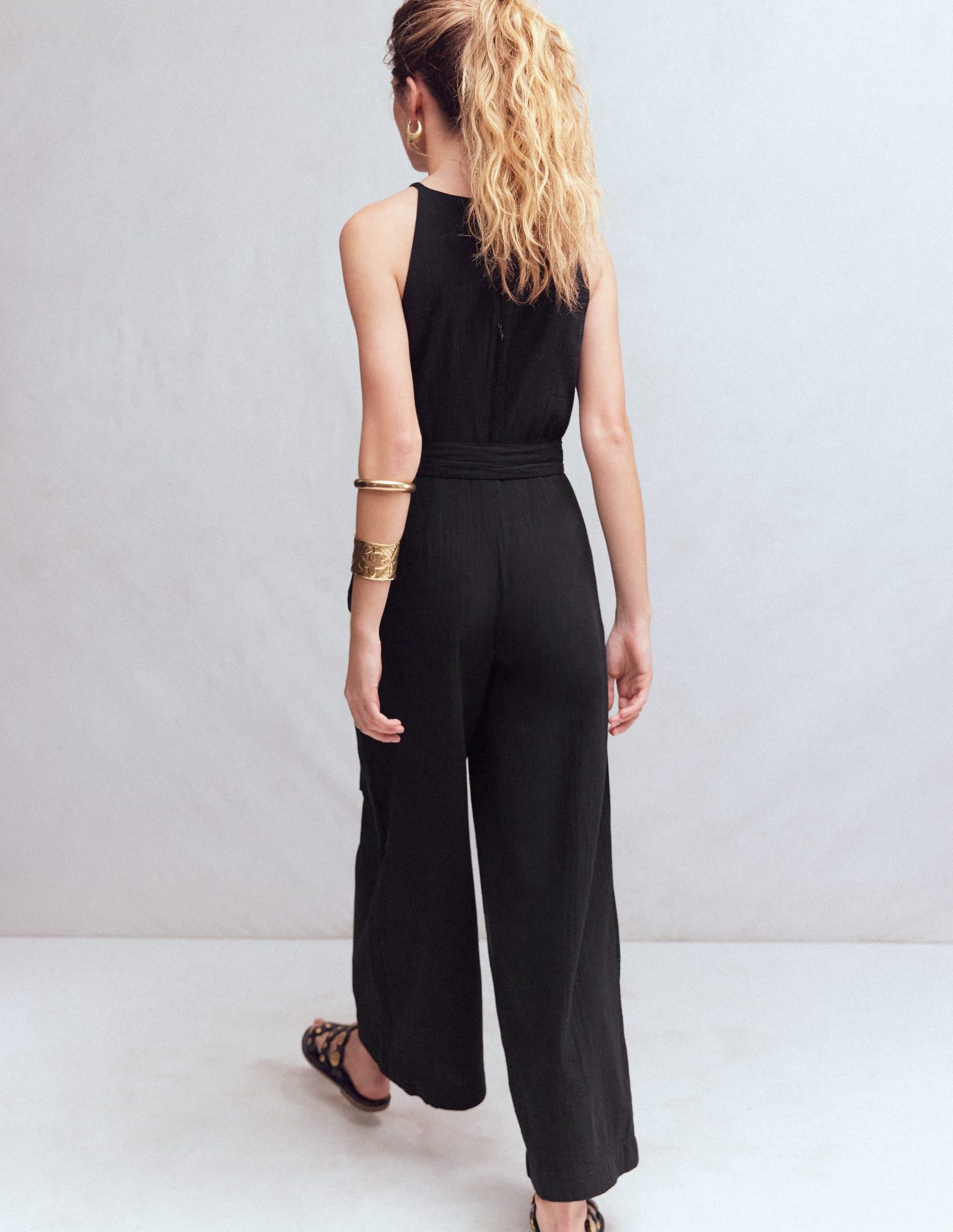 Rosa Double Cloth Jumpsuit-Black - Image 3