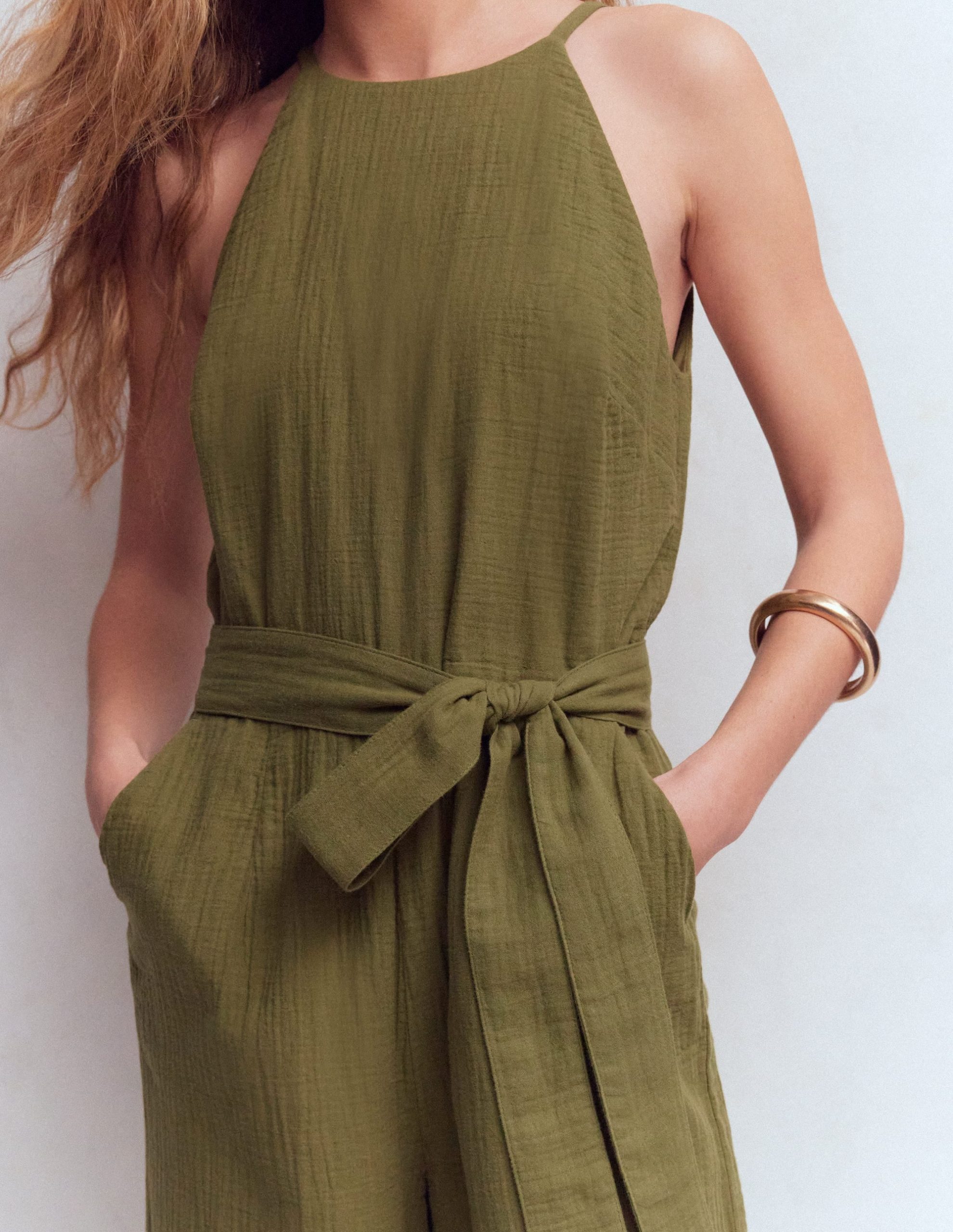 Rosa Double Cloth Jumpsuit-Olive - Image 2