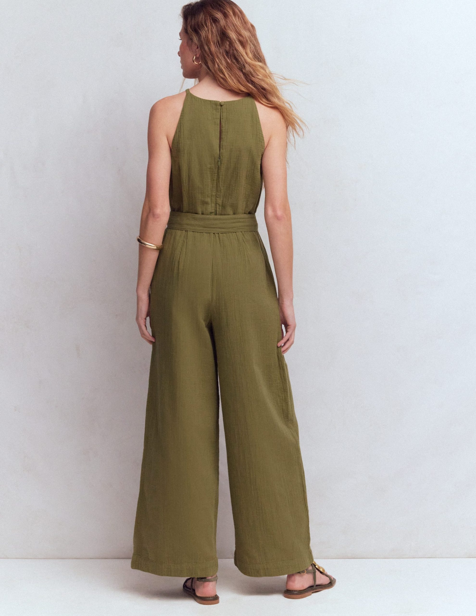Rosa Double Cloth Jumpsuit-Olive - Image 3