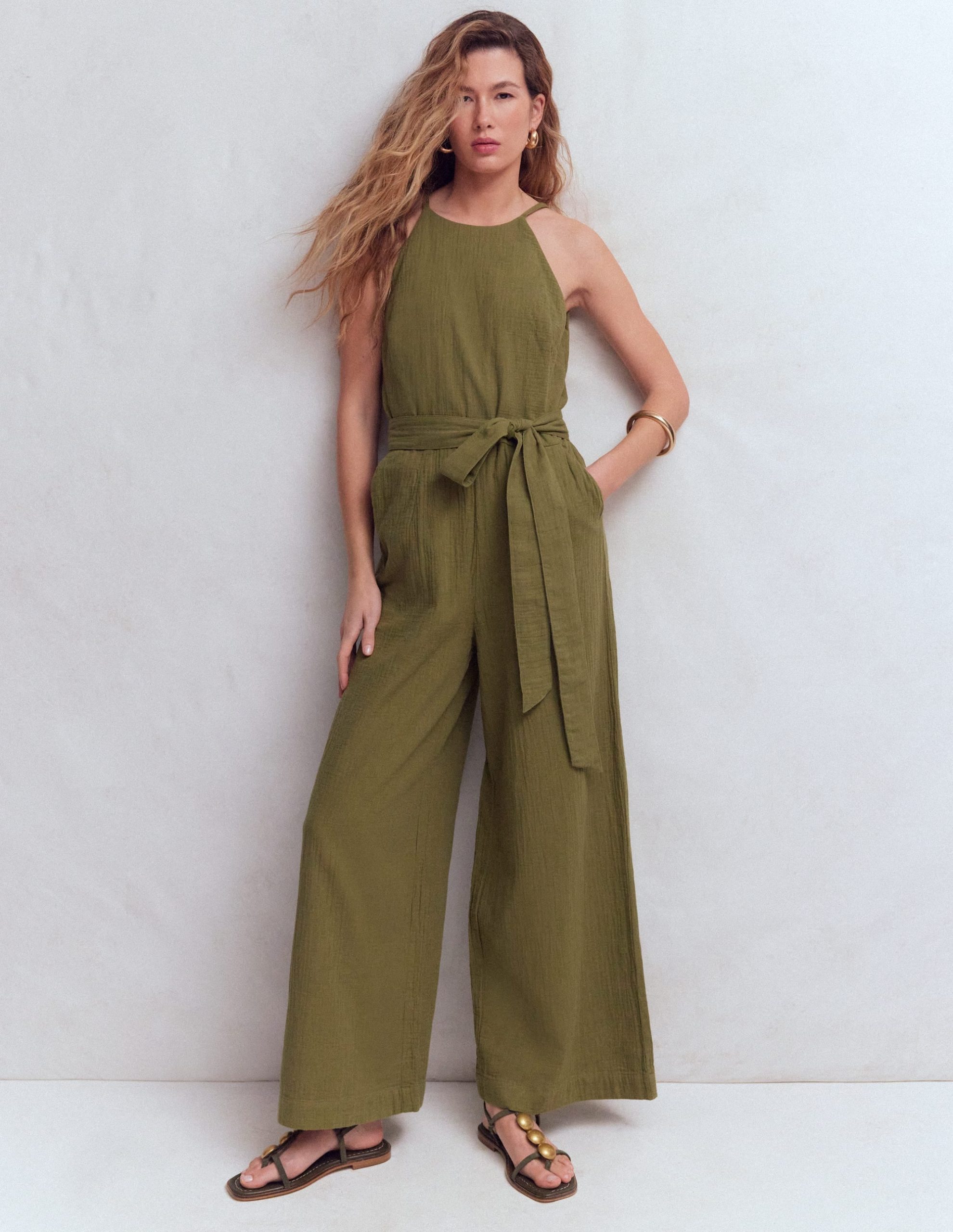 Rosa Double Cloth Jumpsuit-Olive - Image 4