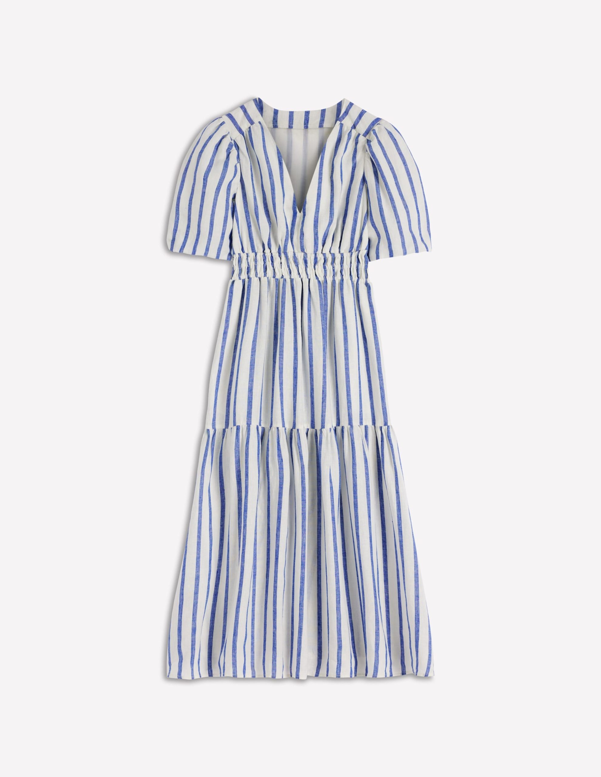 Irene Linen Midi Dress-Blue Stripe - Image 7