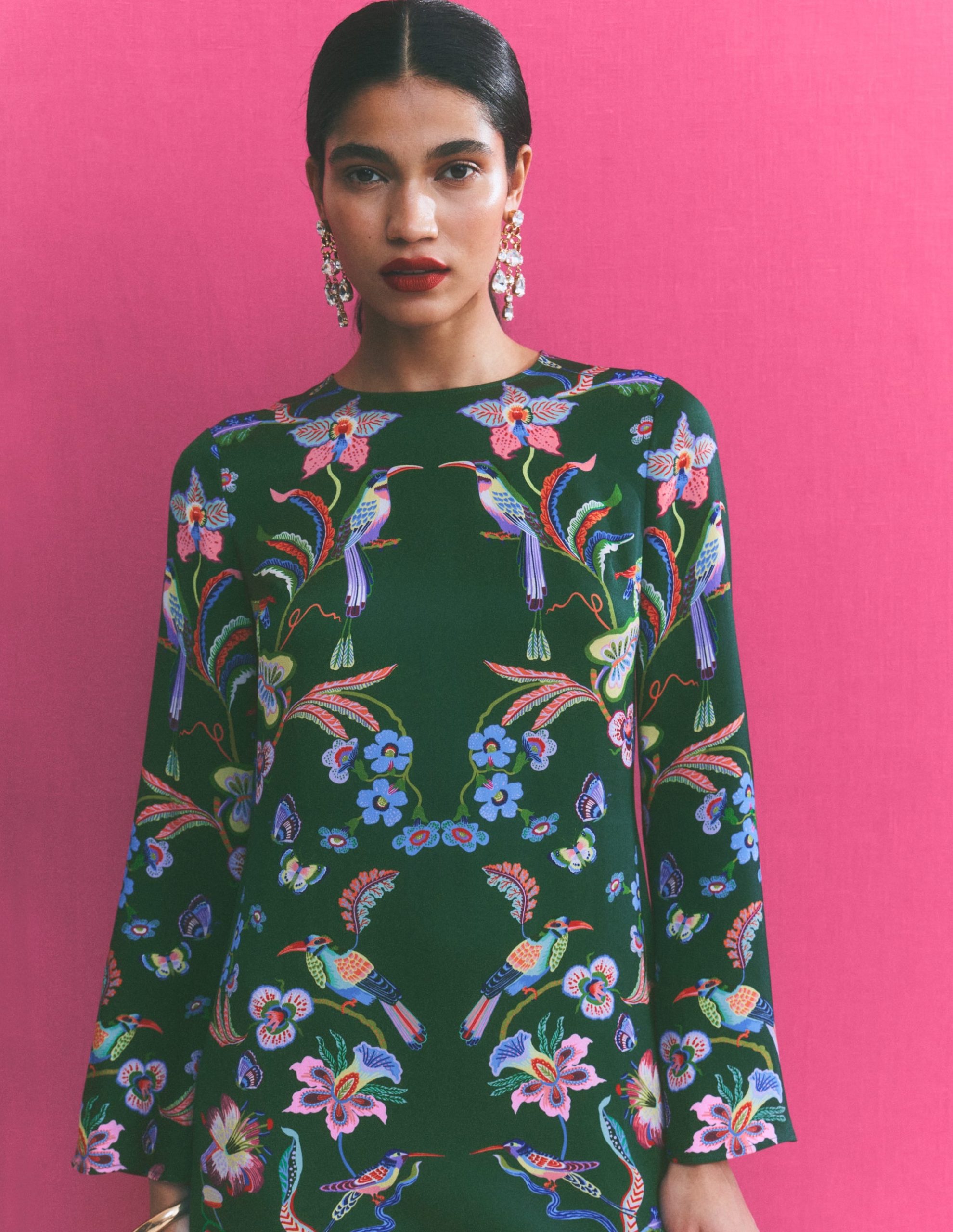 Flared Sleeve Shift Dress-Multi. Orchid Canopy - Image 6