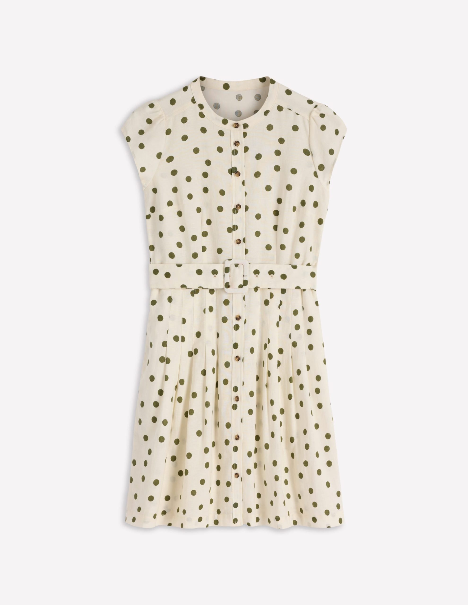 Arabella Short Linen Dress-Ivory Painted Dot Spaced - Image 6