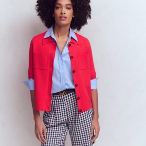 Short Sleeve Knit Shirt-Bright Cherry