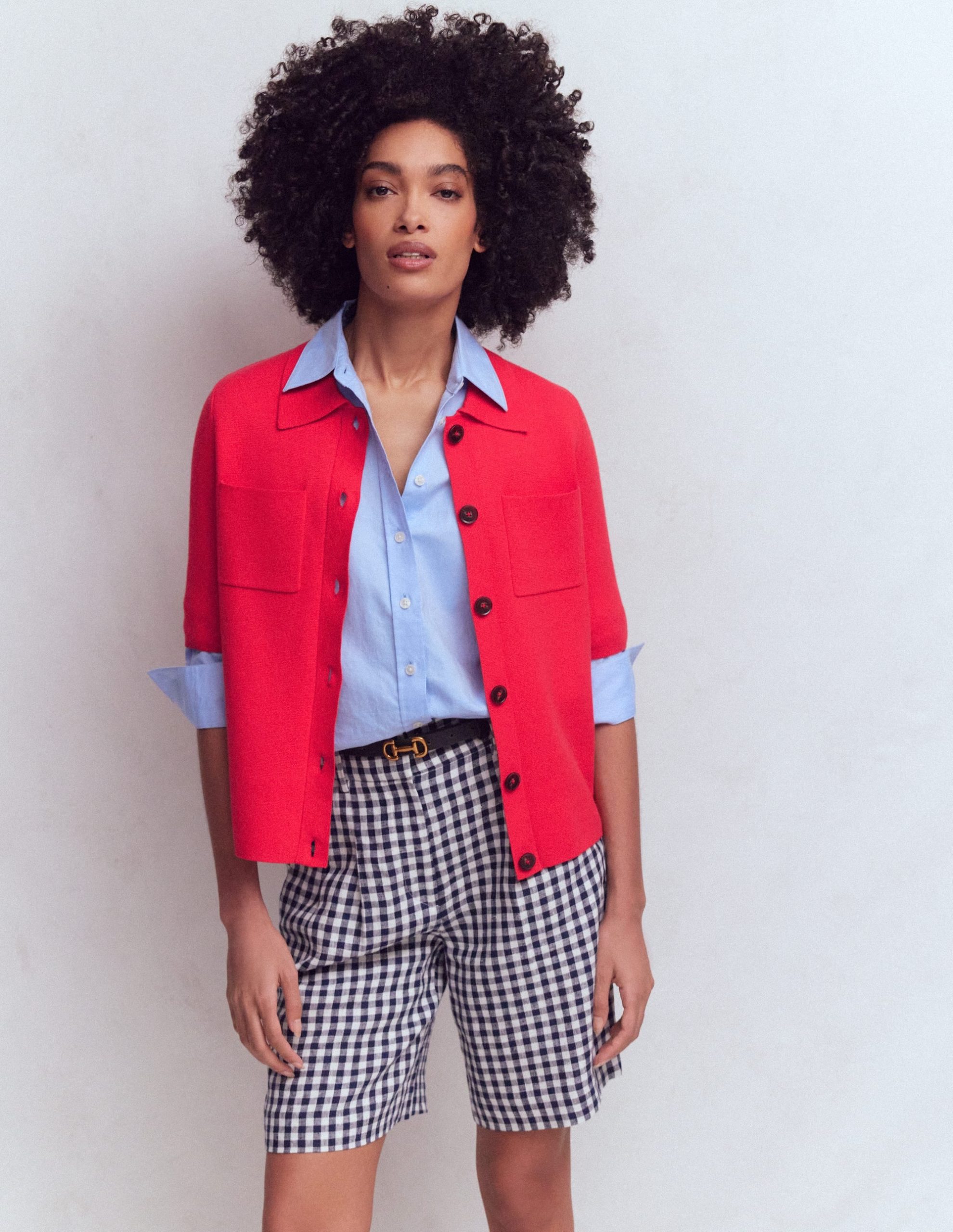 Short Sleeve Knit Shirt-Bright Cherry