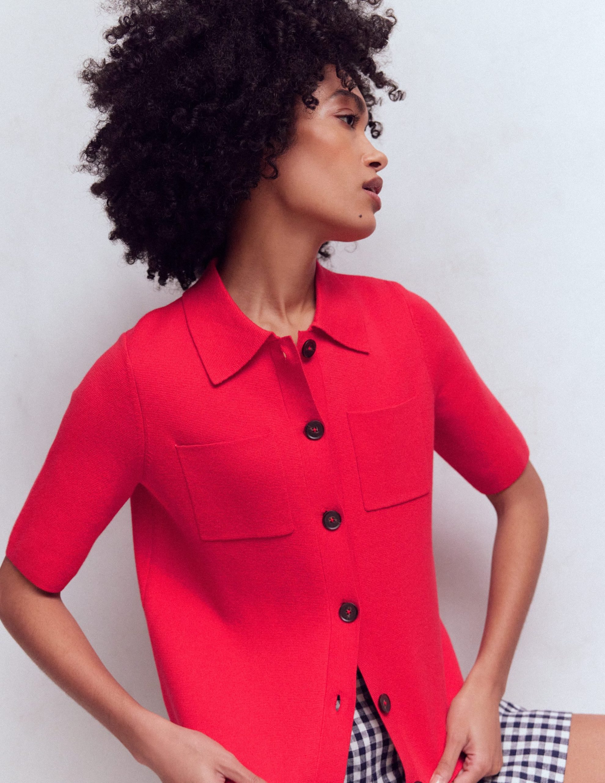 Short Sleeve Knit Shirt-Bright Cherry - Image 4