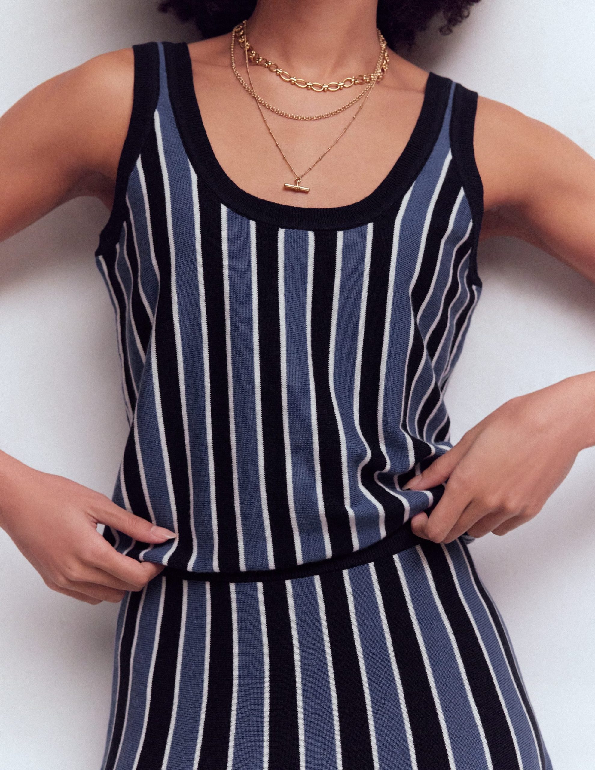 Liz Knitted Tank-True Navy Stripe - Image 2
