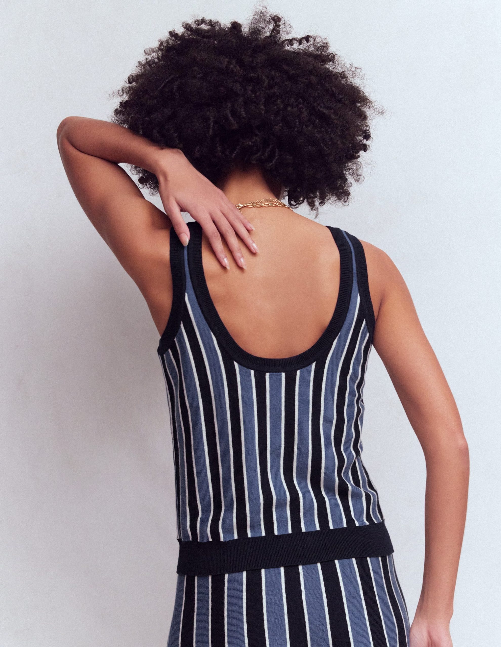 Liz Knitted Tank-True Navy Stripe - Image 3