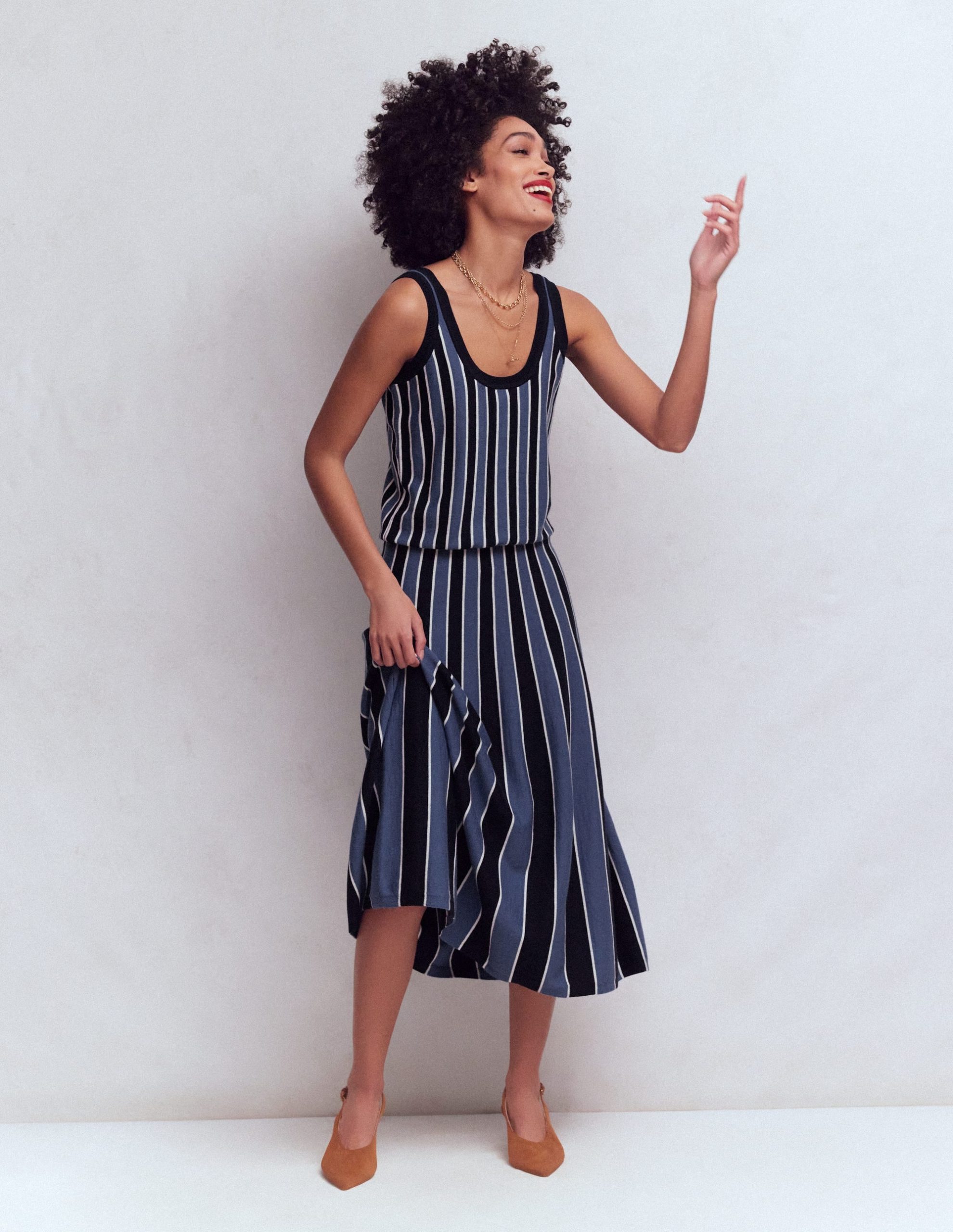 Liz Knitted Tank-True Navy Stripe - Image 4