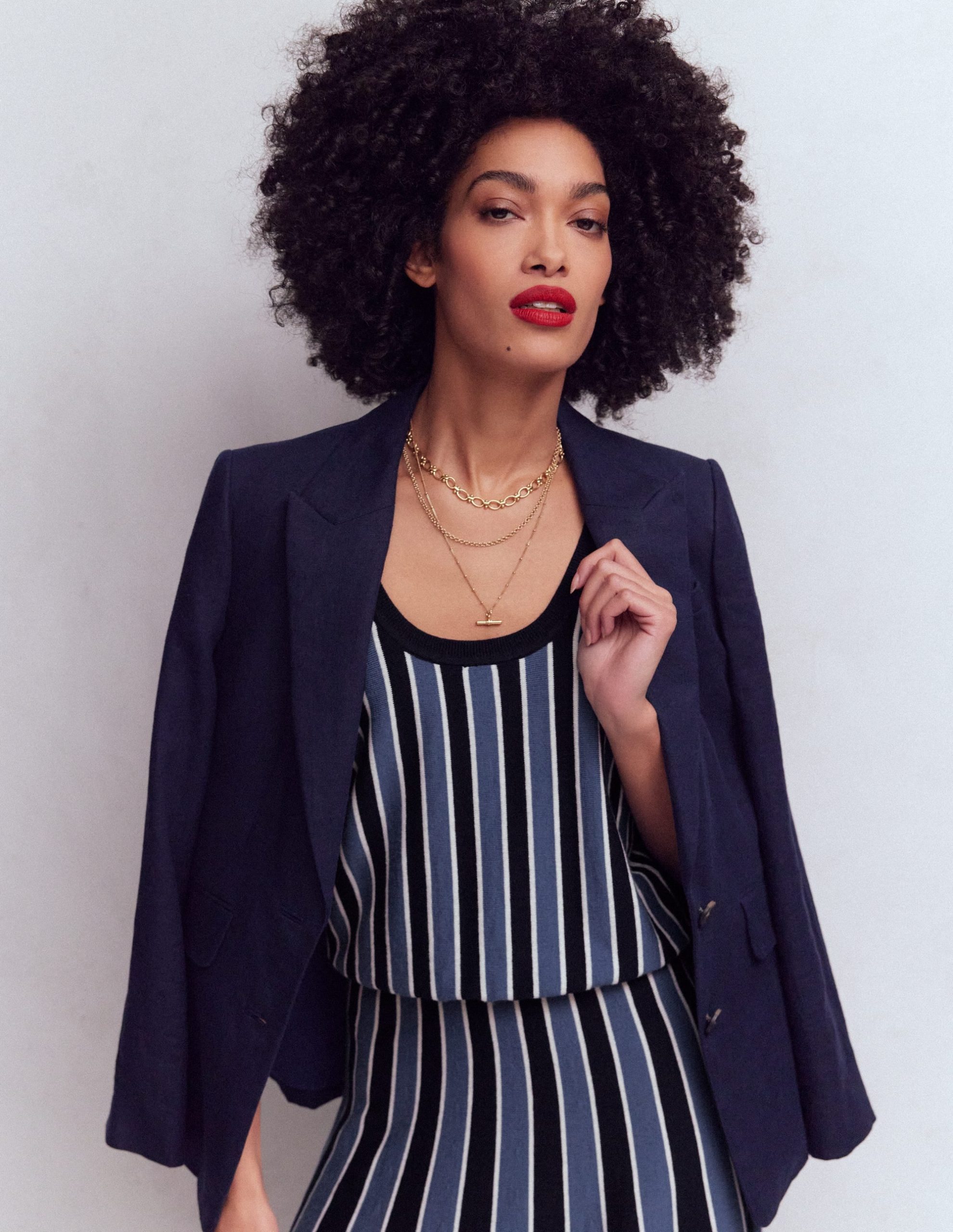 Liz Knitted Tank-True Navy Stripe - Image 5