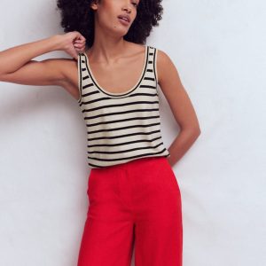 Liz Knitted Tank-Ivory. Navy