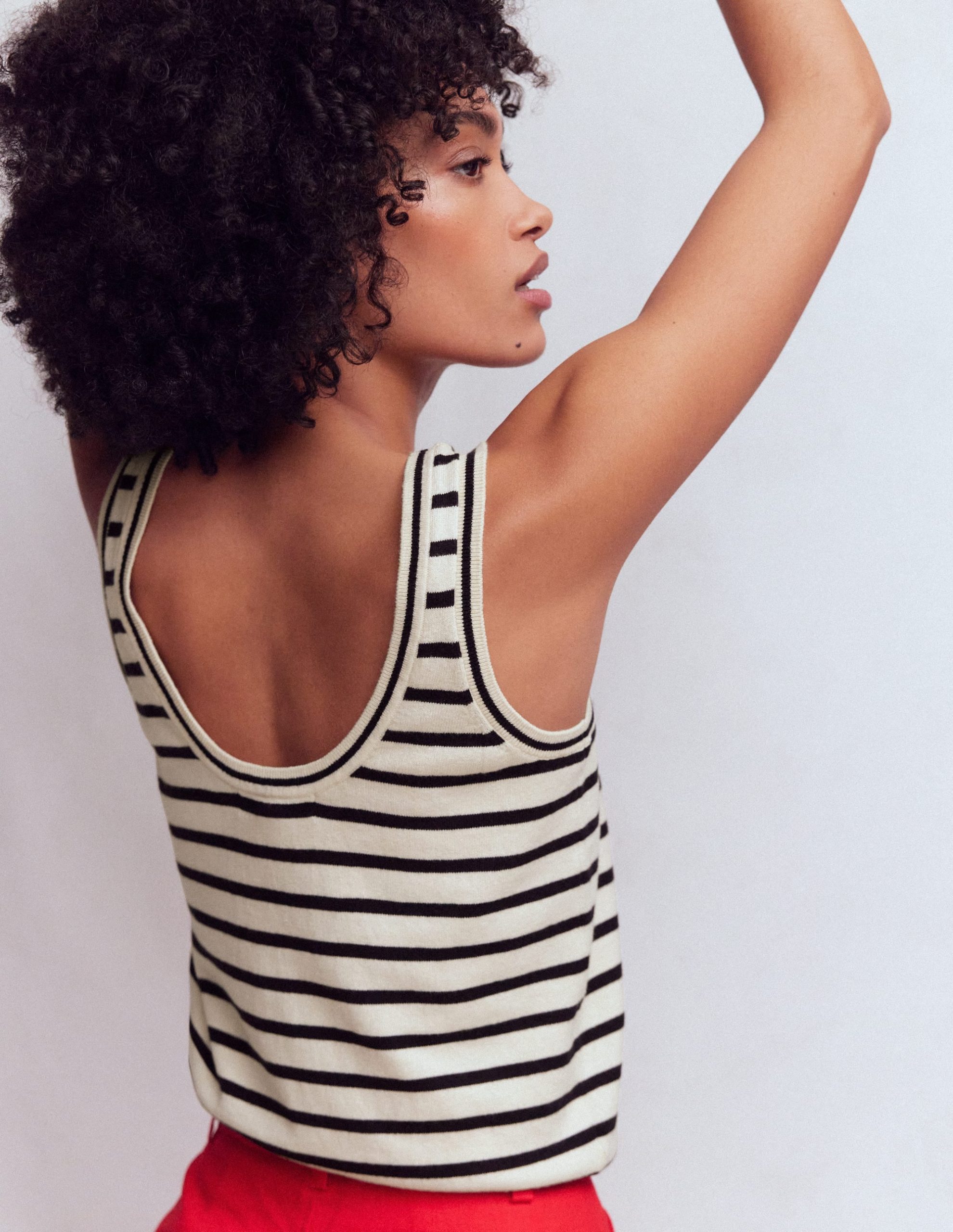 Liz Knitted Tank-Ivory. Navy - Image 3