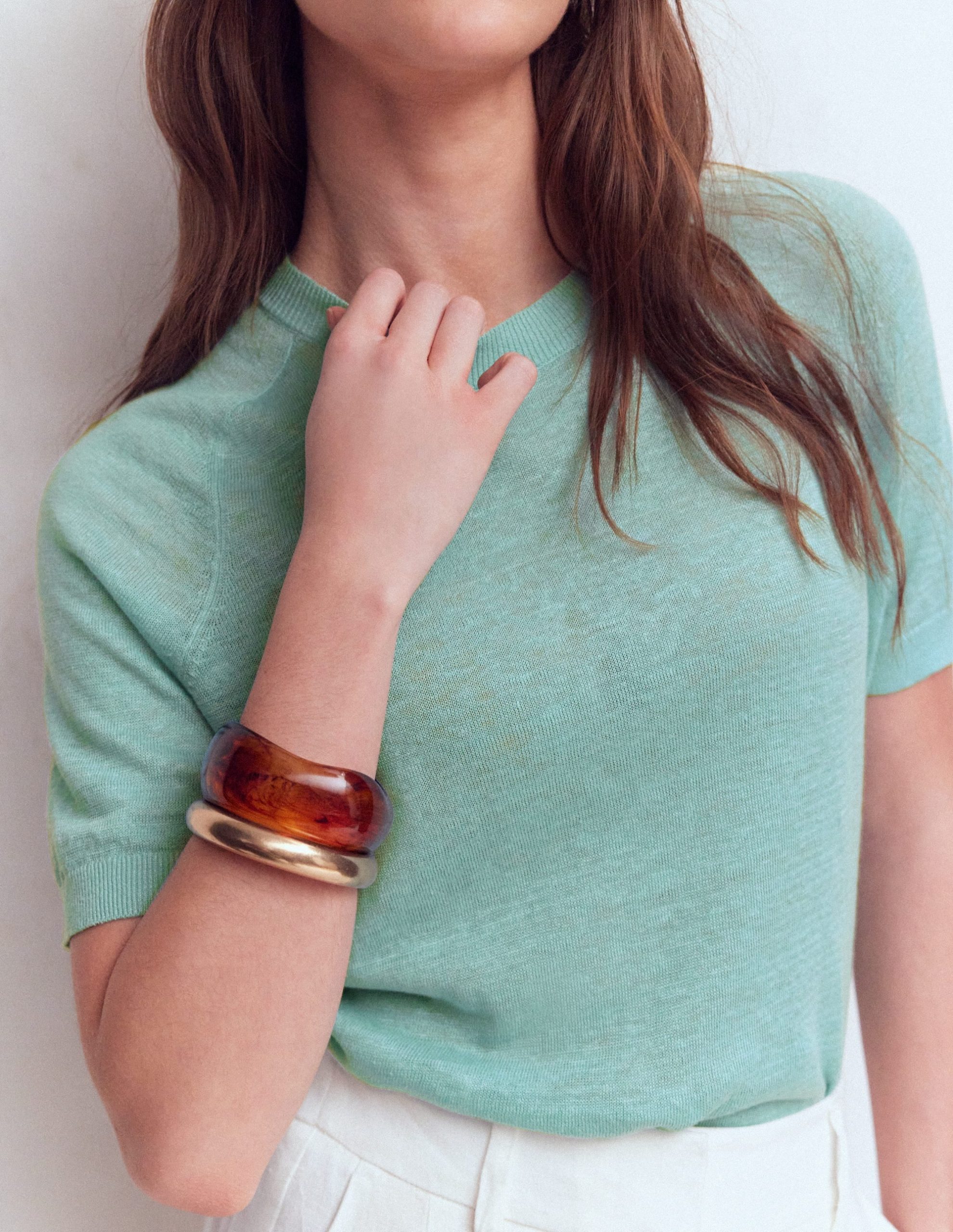 Agnes Linen Button T-Shirt-Seamist Blue - Image 5