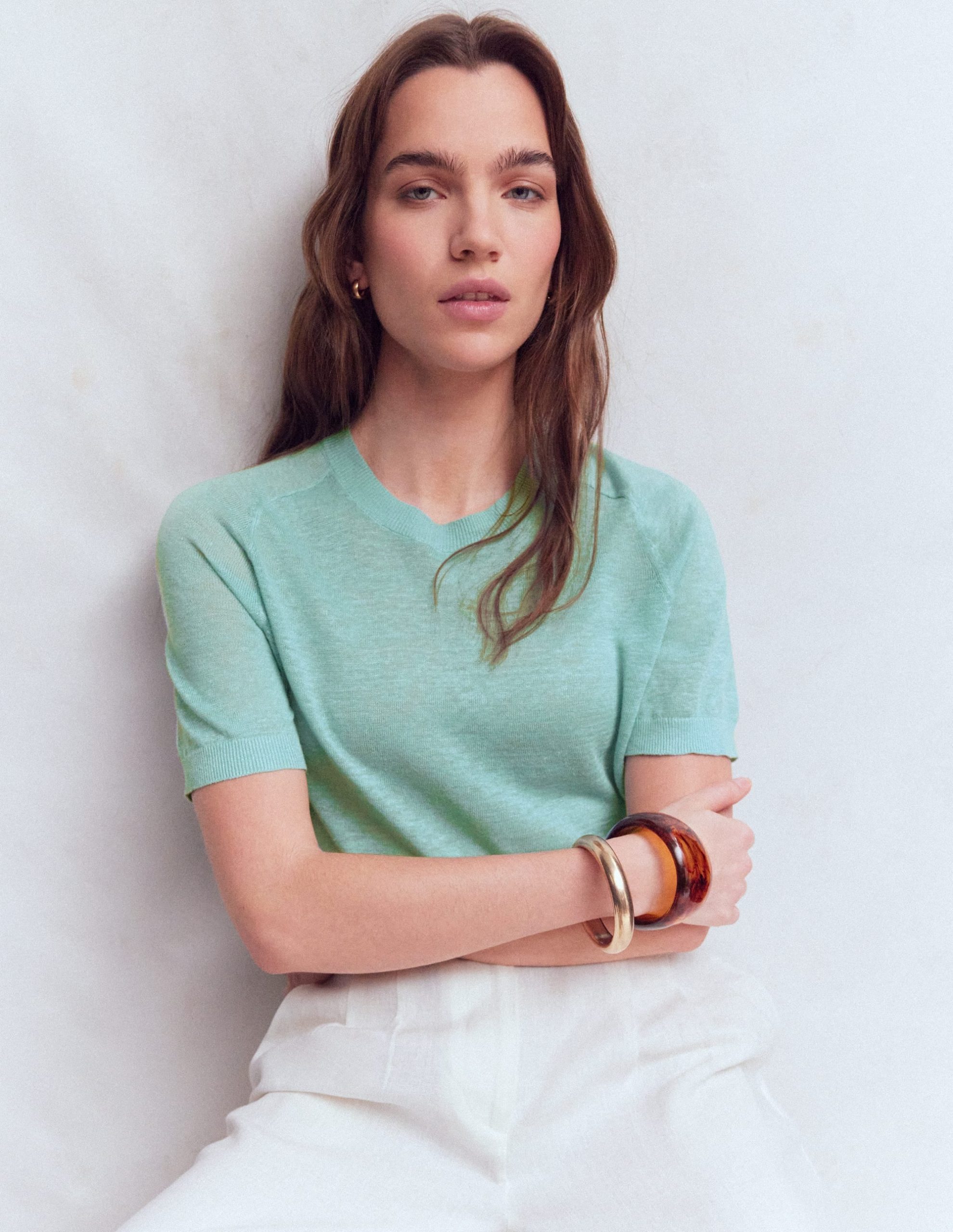 Agnes Linen Button T-Shirt-Seamist Blue - Image 6