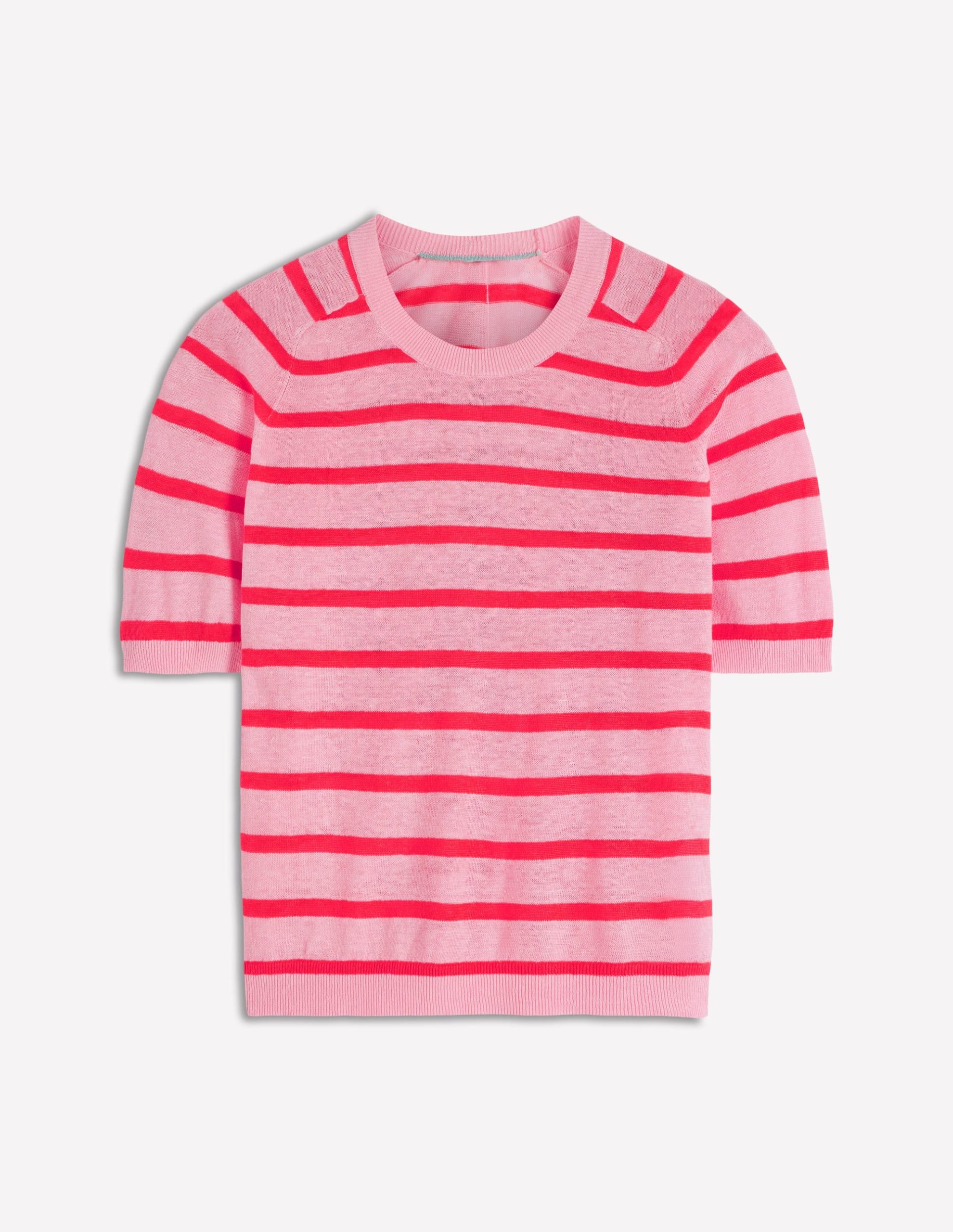 Agnes Linen Button T-Shirt-Sunkissed Coral / Formica Pink - Image 5