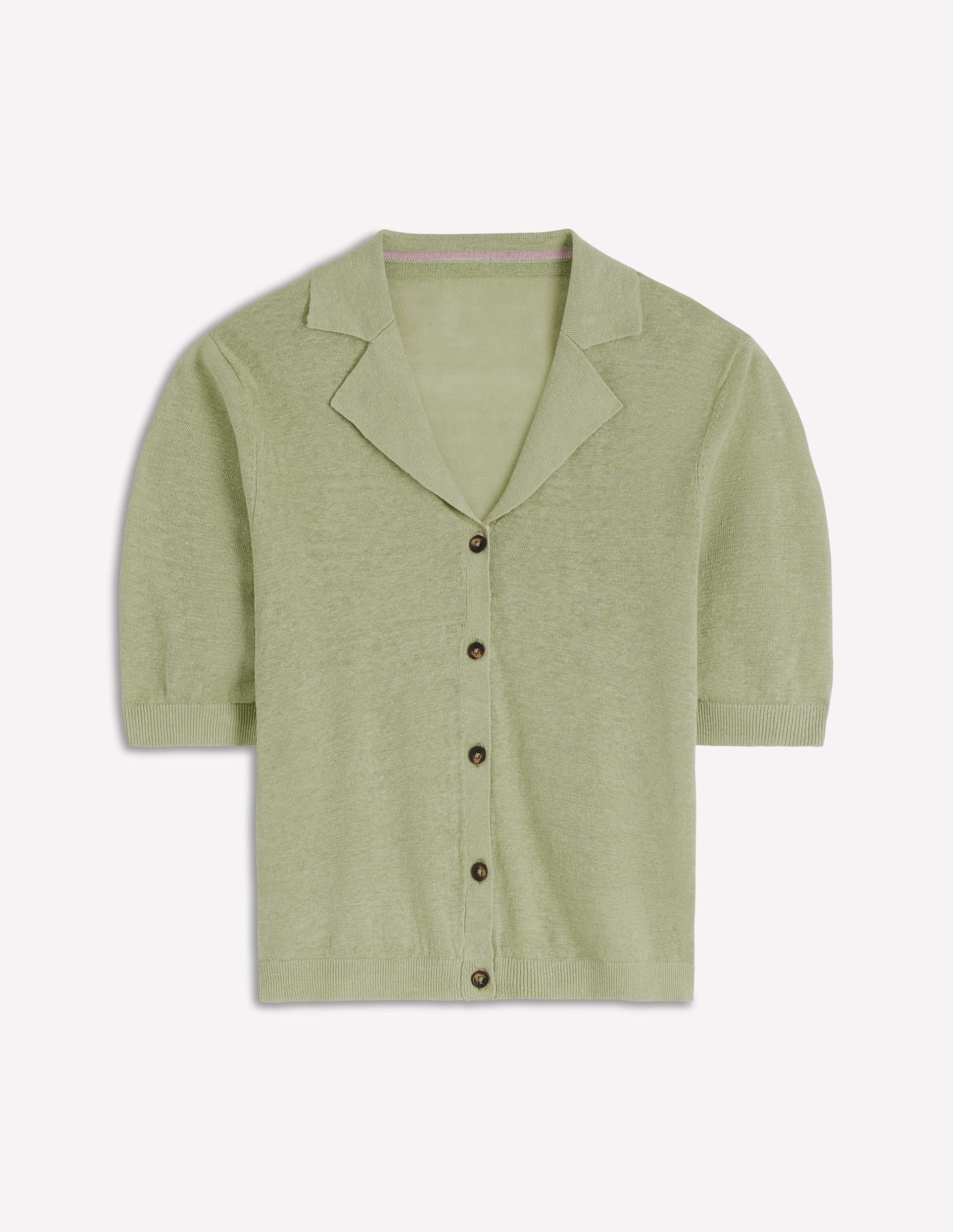 Agnes Collar Linen Cardigan-Green - Image 6