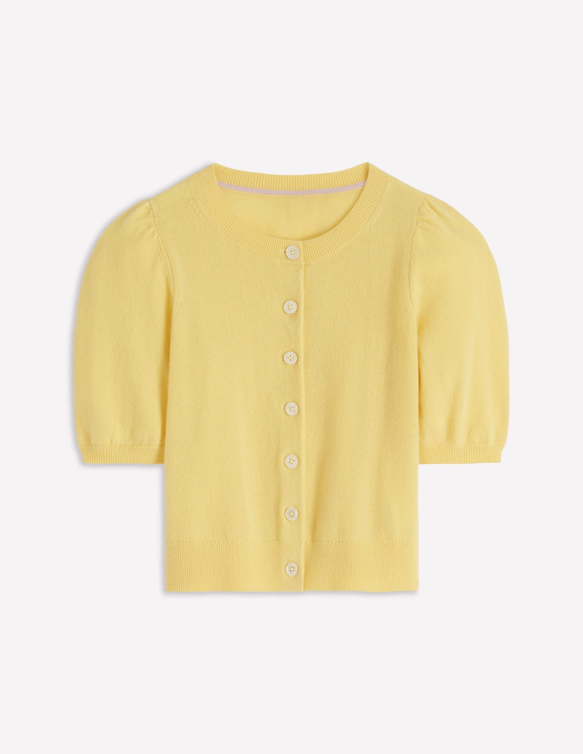 Cropped Cashmere Cardigan-Sandstone Yellow - Image 8