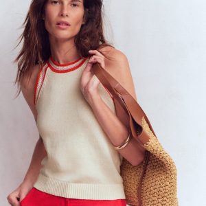 Saffron Crochet Racer Tank-Ivory