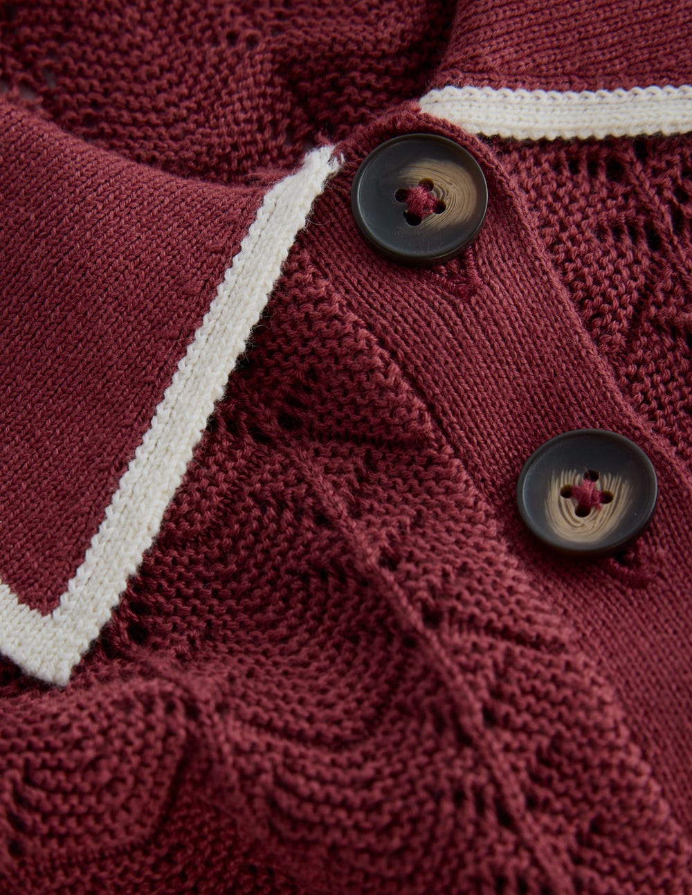 Pointelle Henley T-shirt-Rich Chestnut - Image 6