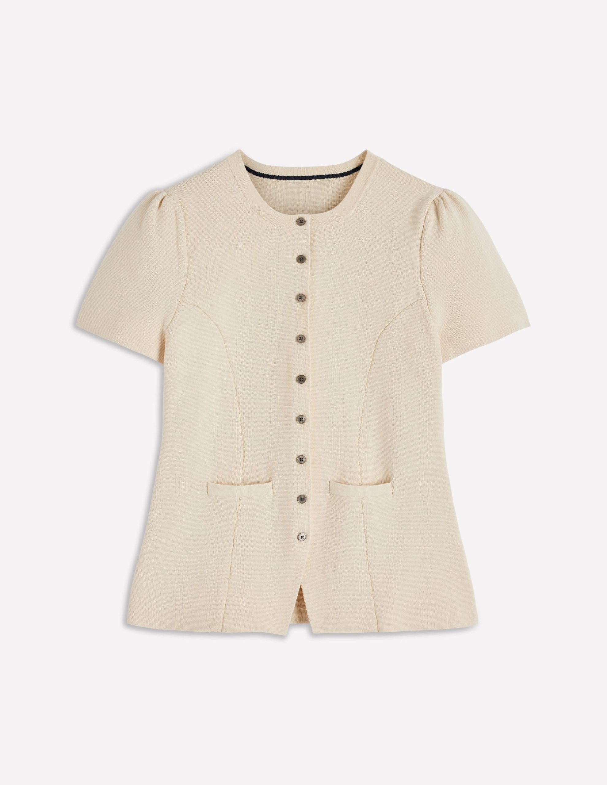 Short Sleeve Knitted Jacket-Ivory - Image 6