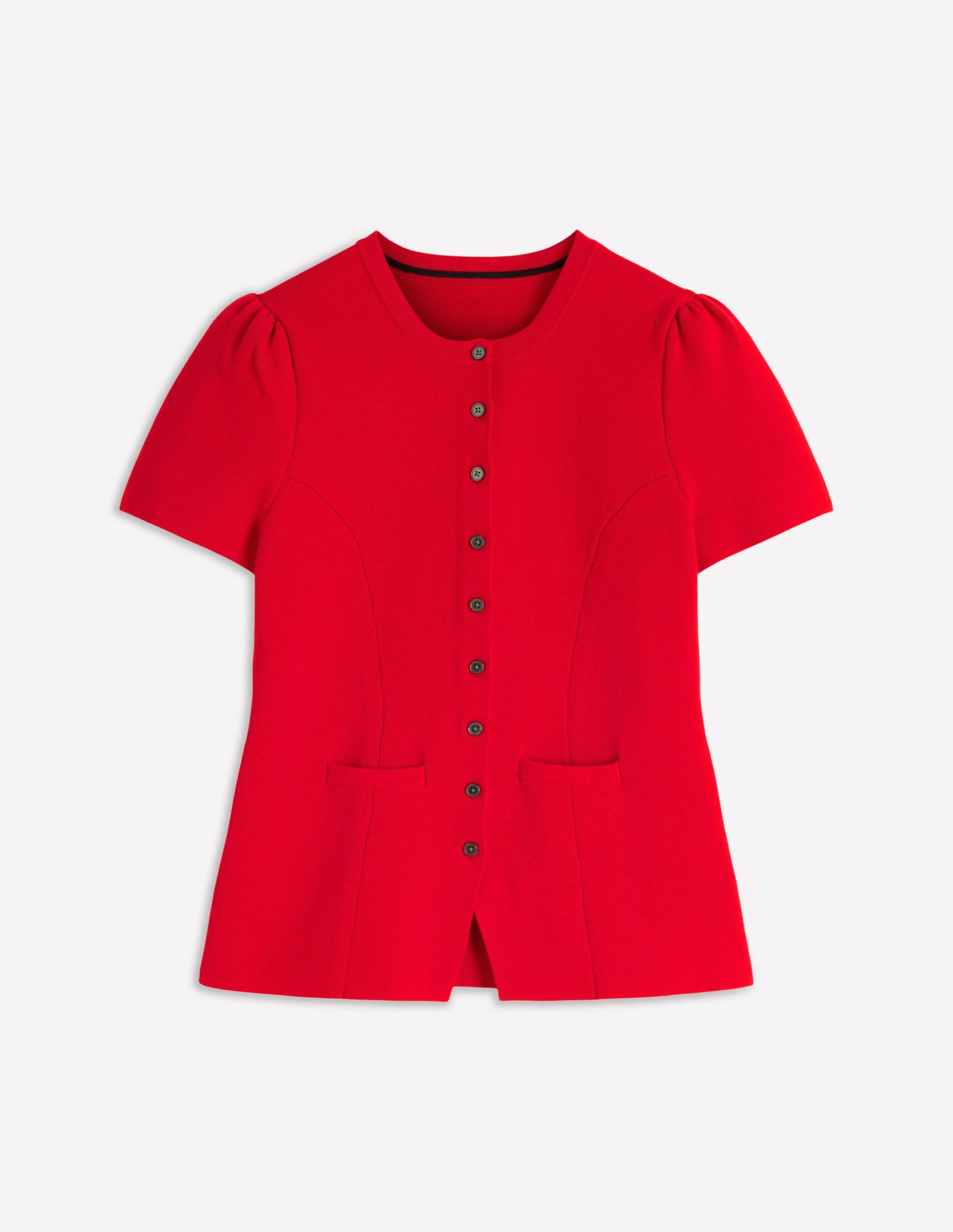Short Sleeve Knitted Jacket-Red - Image 6