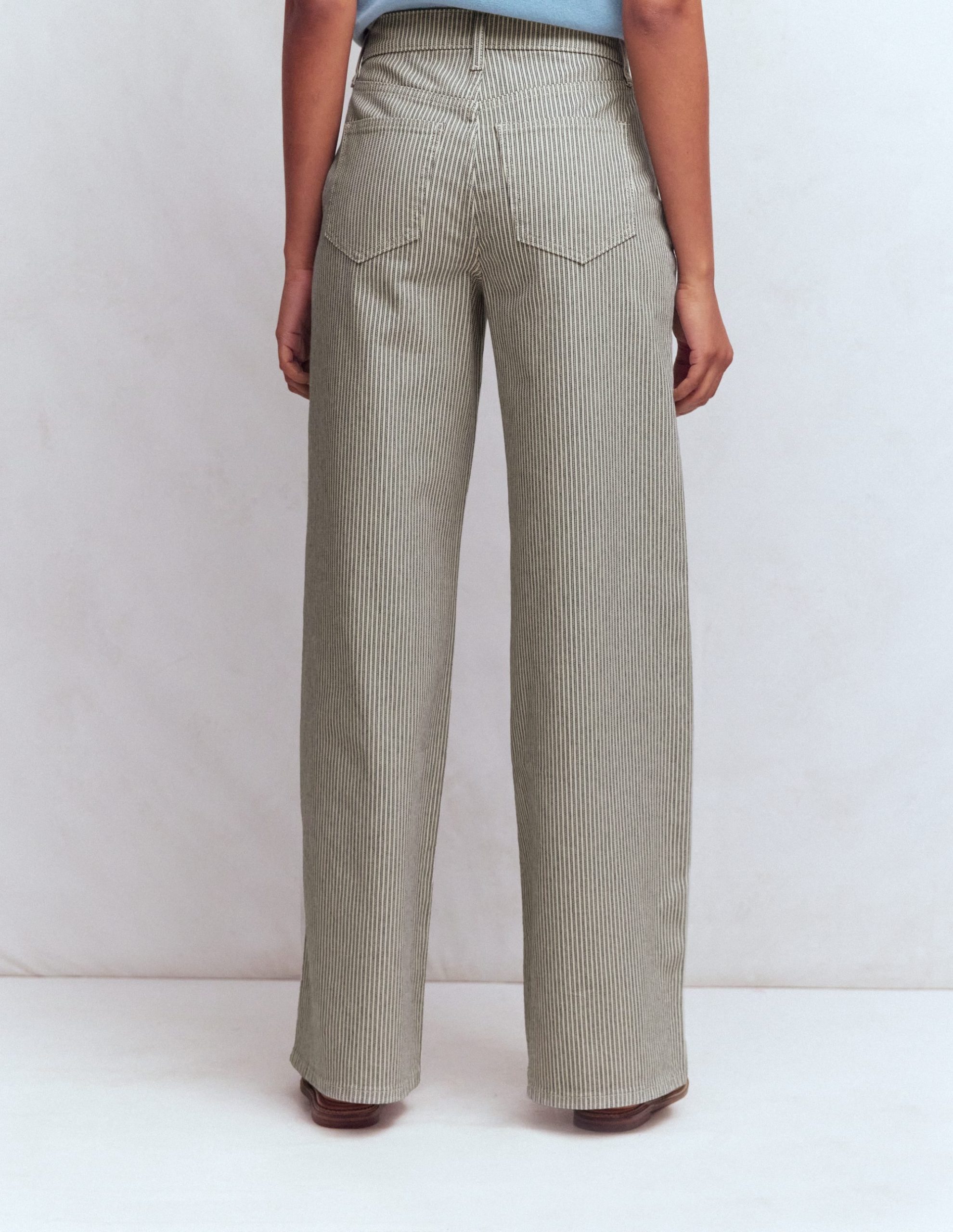 High Rise Wide Leg Jeans-Blue Stripe - Image 3