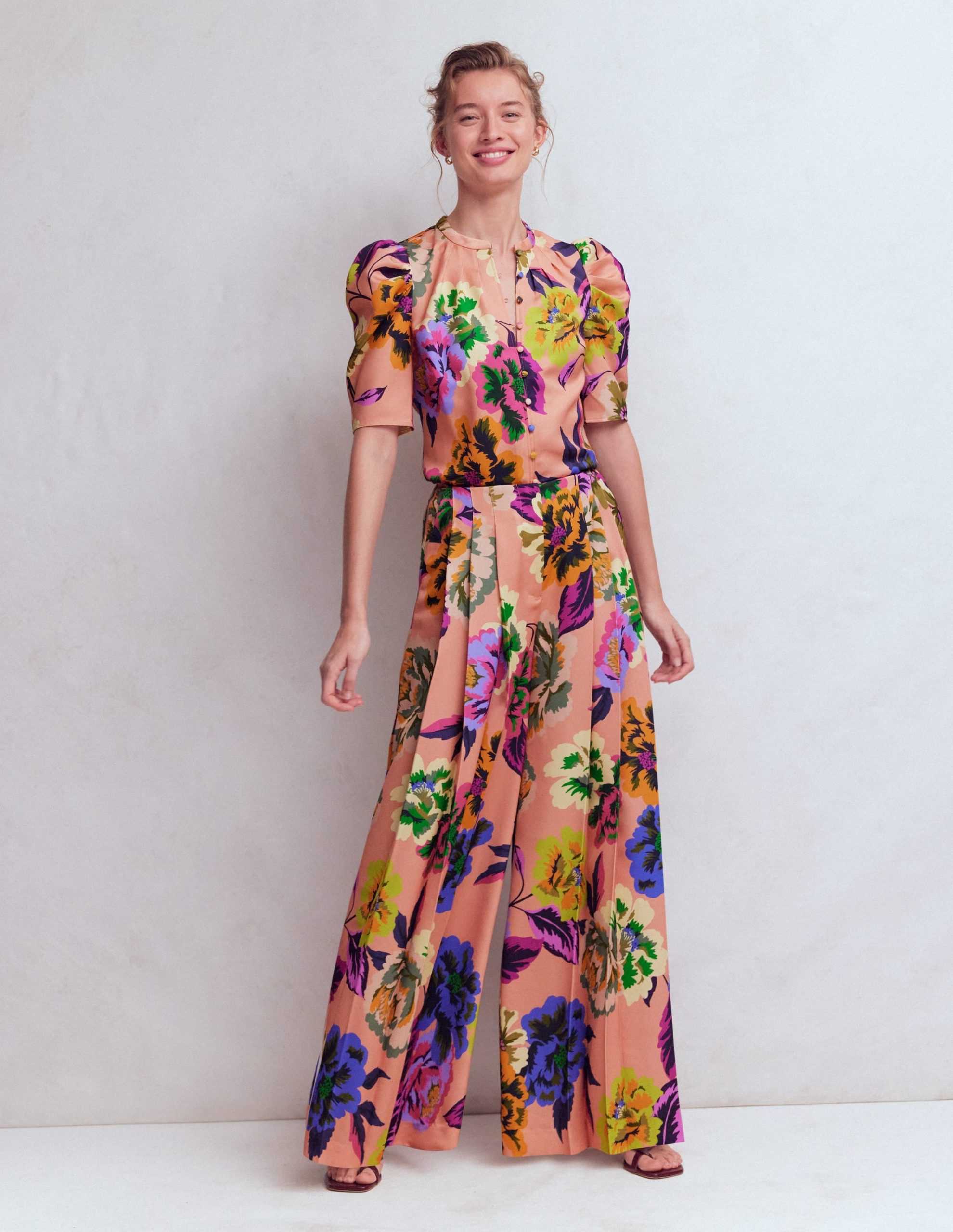 Regent Wide Leg Pants-Multi. Opulent Blossom