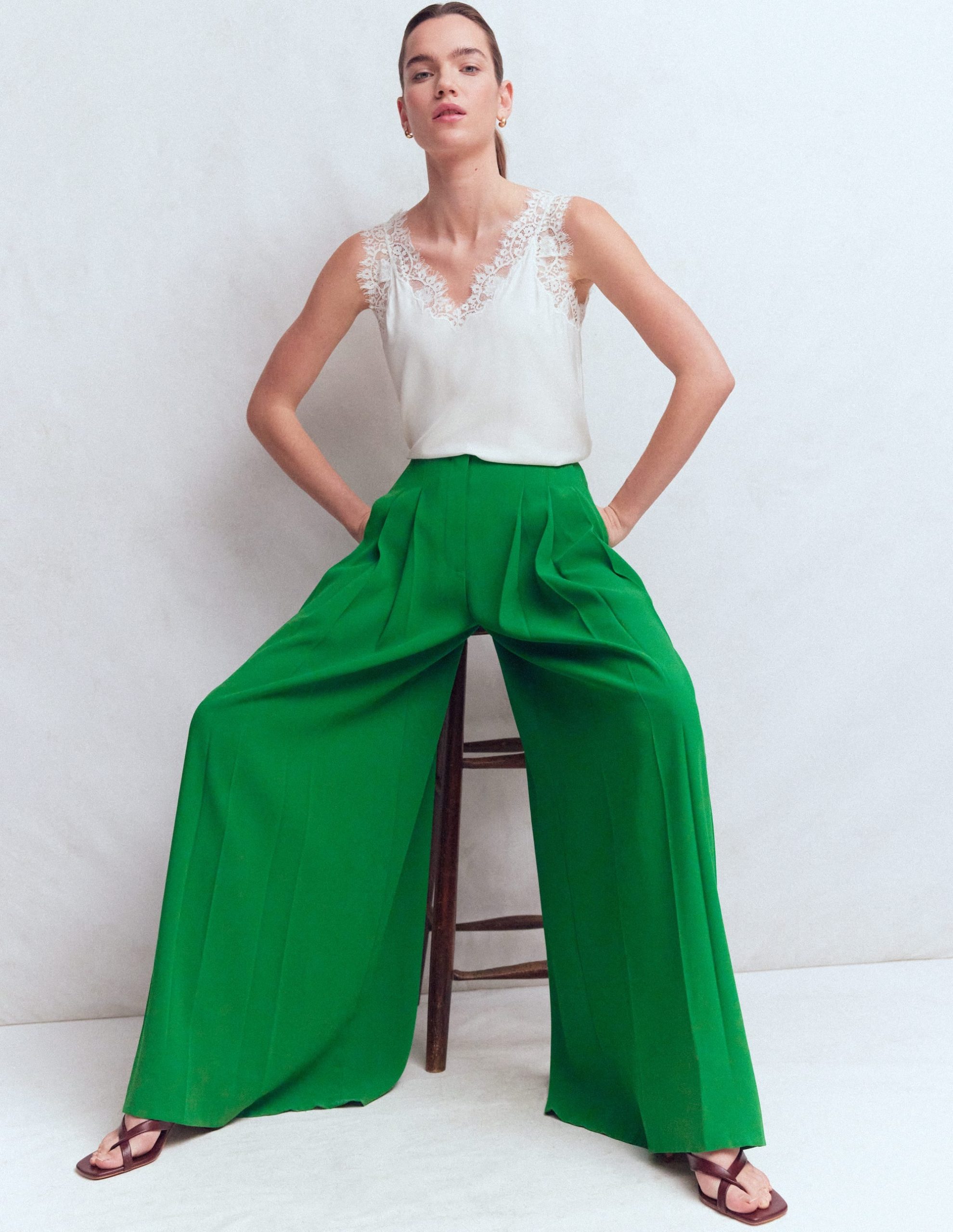 Regent Wide Leg Pants-Rich Emerald - Image 5