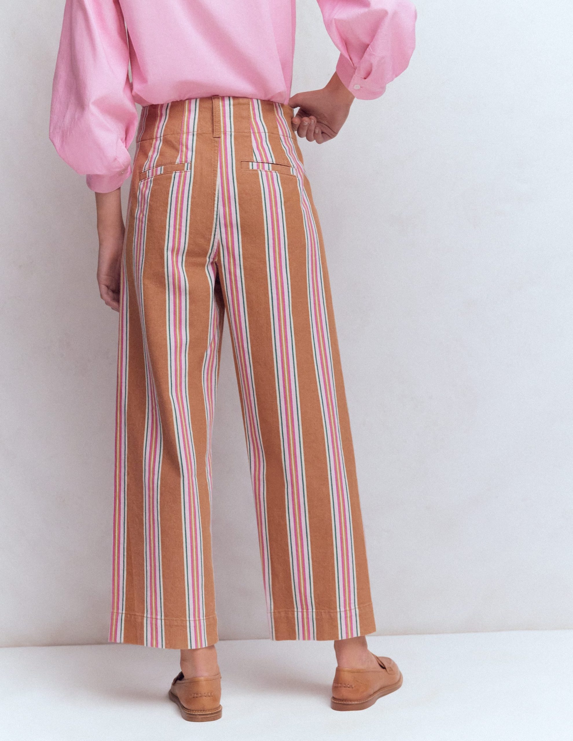 Primrose Cropped Pants-Cognac. Pink Stripe - Image 3
