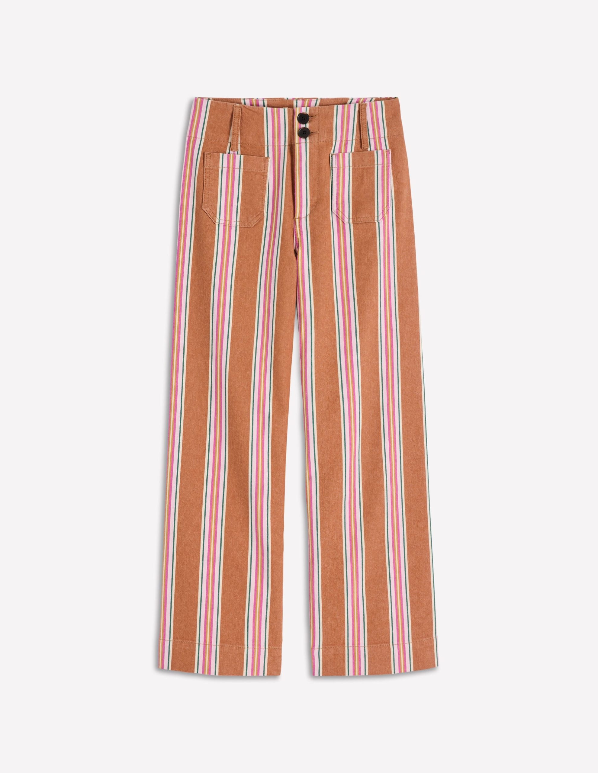 Primrose Cropped Pants-Cognac. Pink Stripe - Image 5